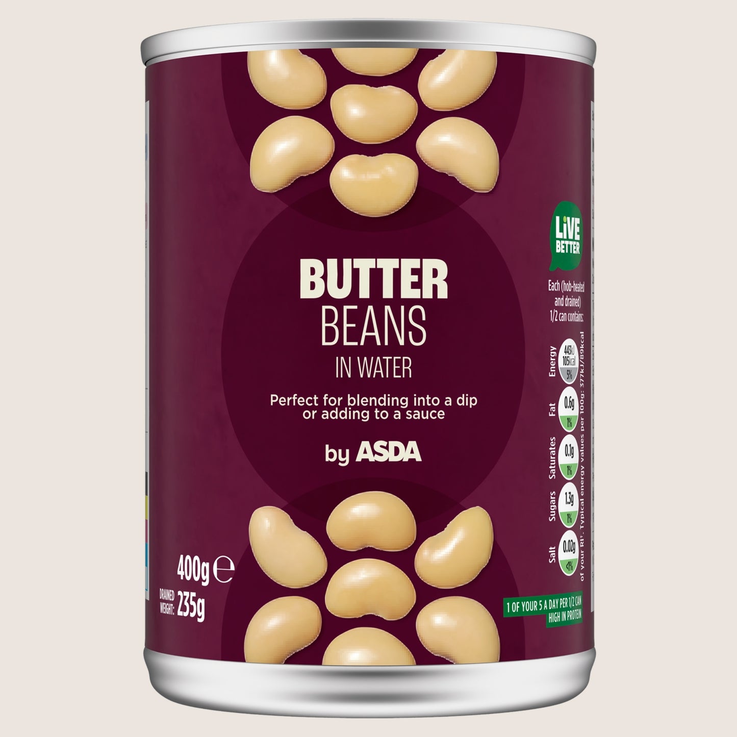 ASDA Butter Beans in Water In Spring Water 400g
