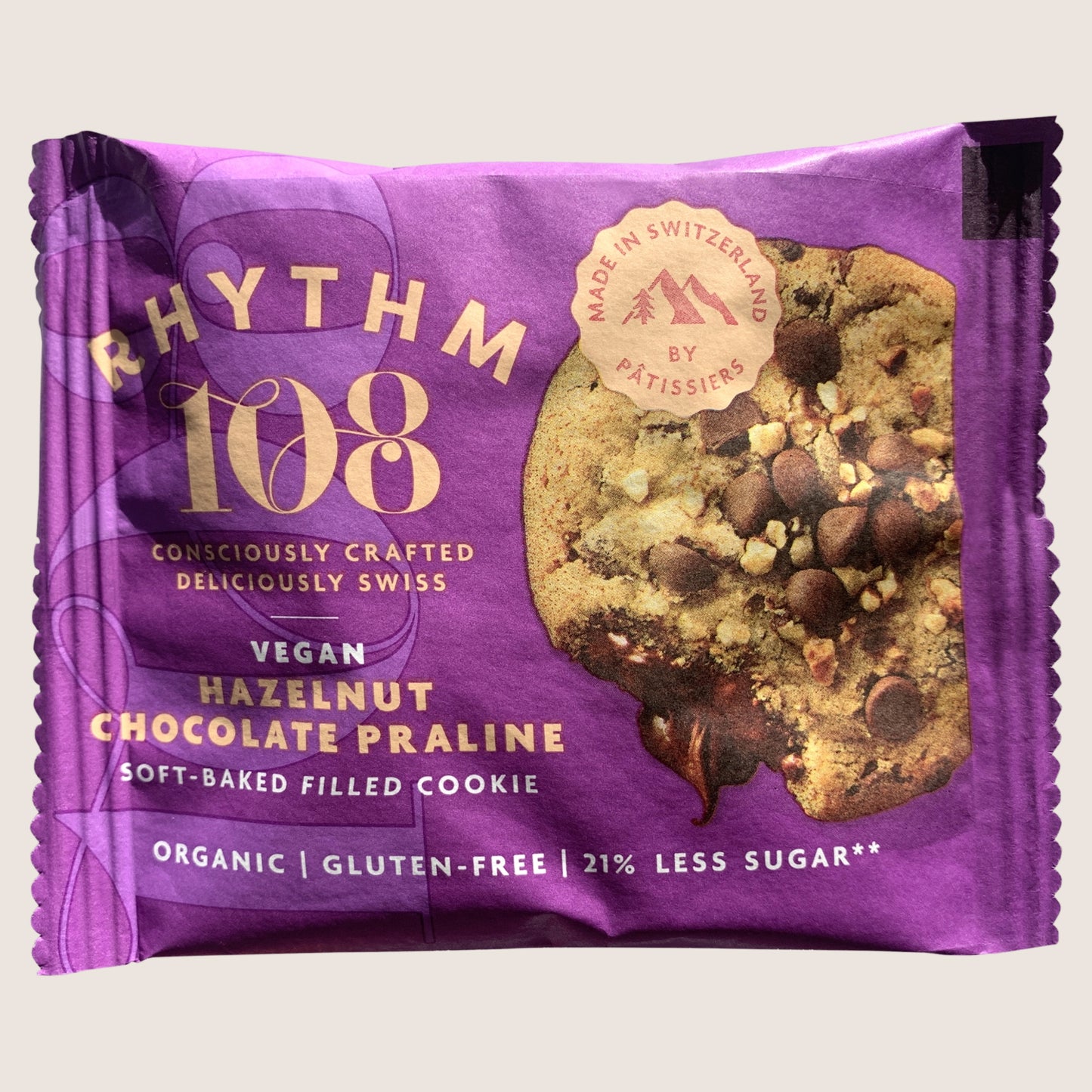 Rhythm 108 Hazelnut Chocolate Praline Soft-Baked Filled Cookie Gluten Free 50g