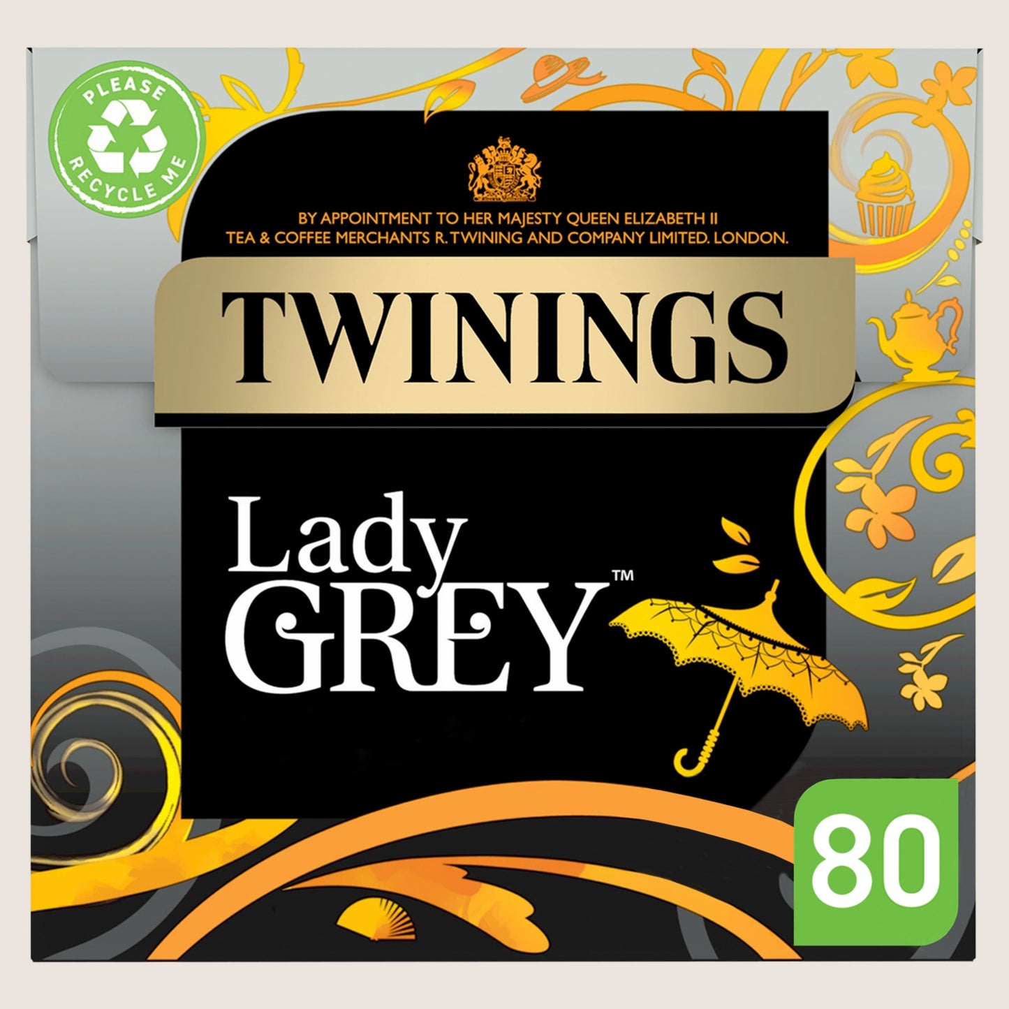 Twinings Lady Grey 80 Tea Bags No Artificial Additives 200g