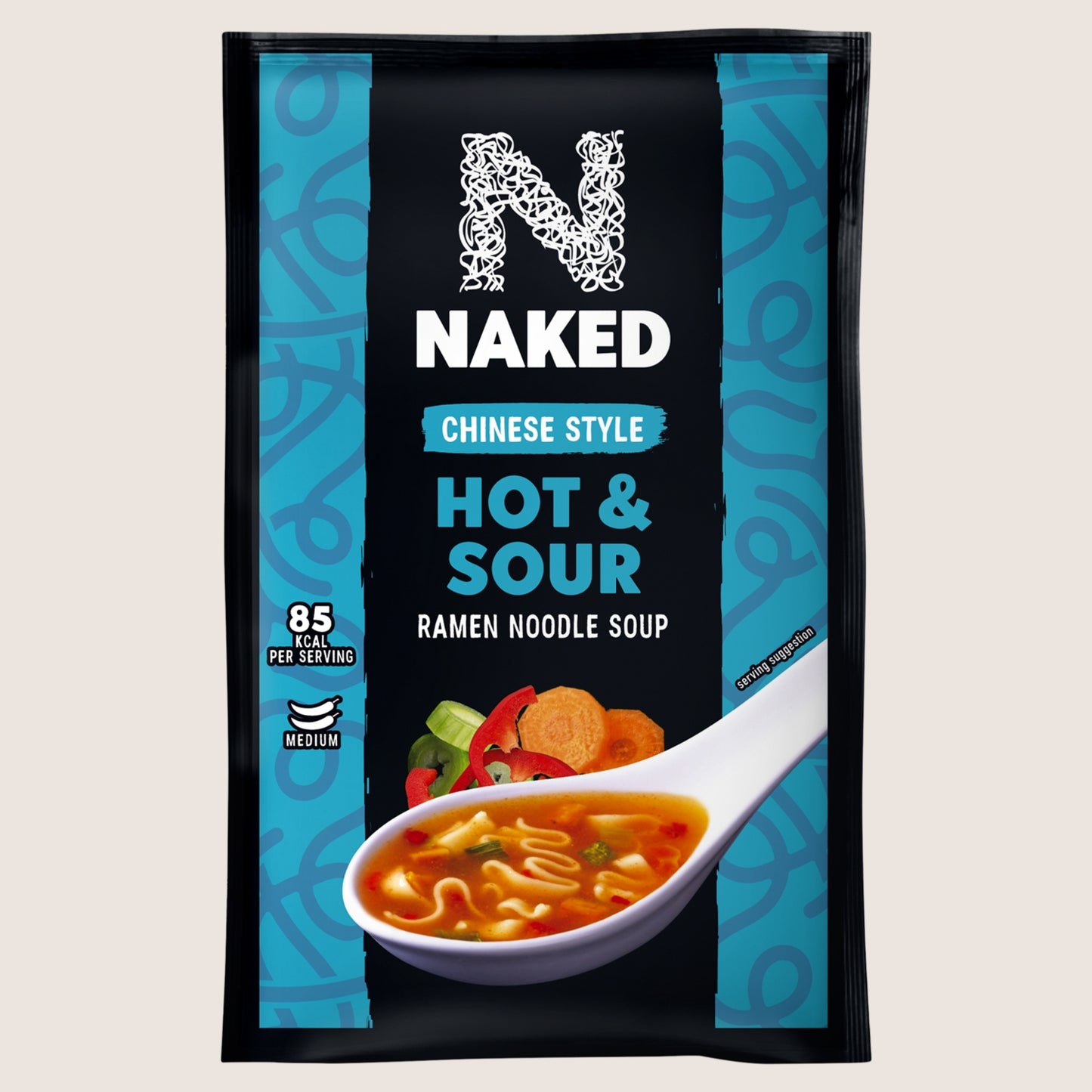 Naked Noodle Chinese Style Hot & Sour Ramen Noodle Soup Extra Spicy 25g
