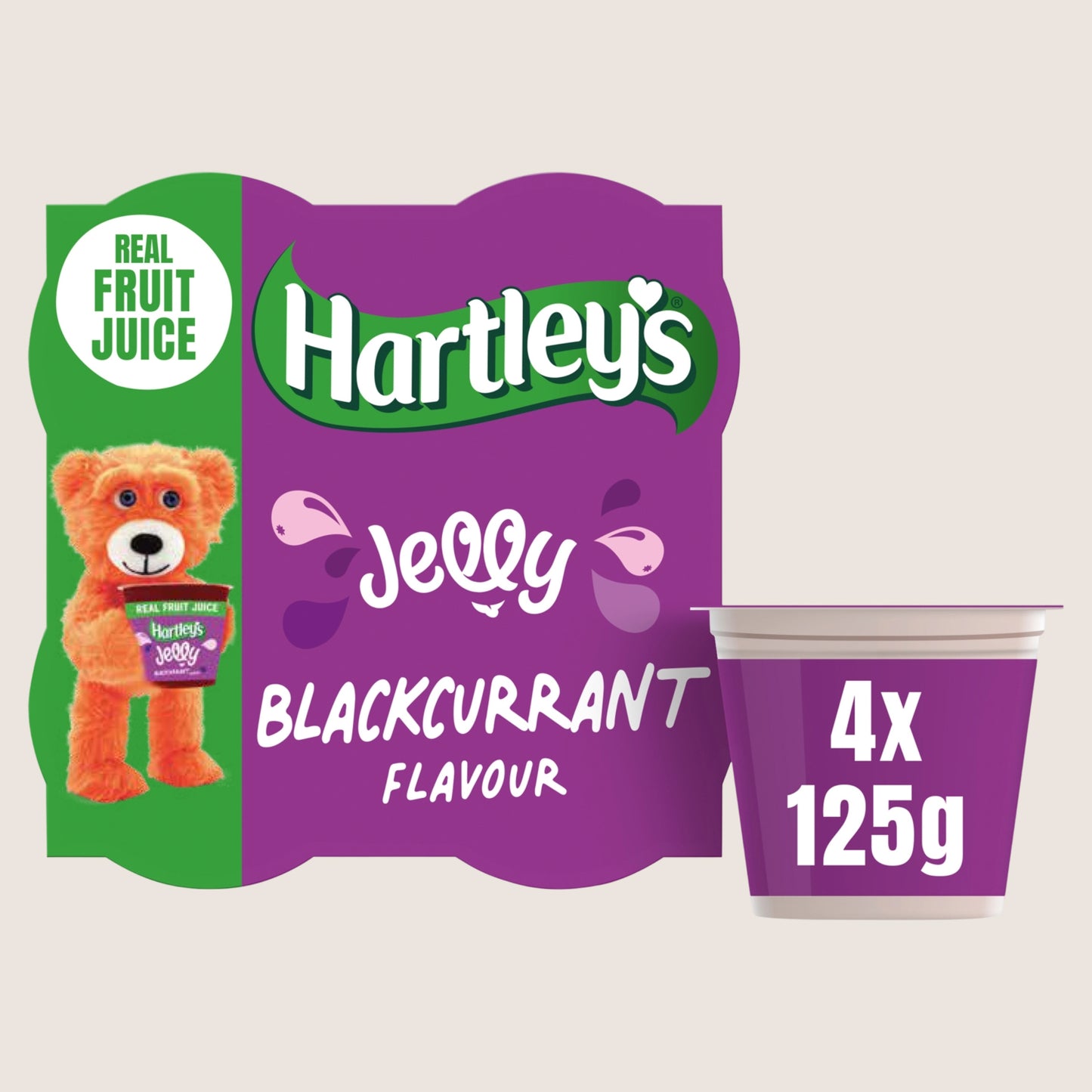 Hartley's Blackcurrant Flavour Jelly No Artificial Additives 4 x 125g