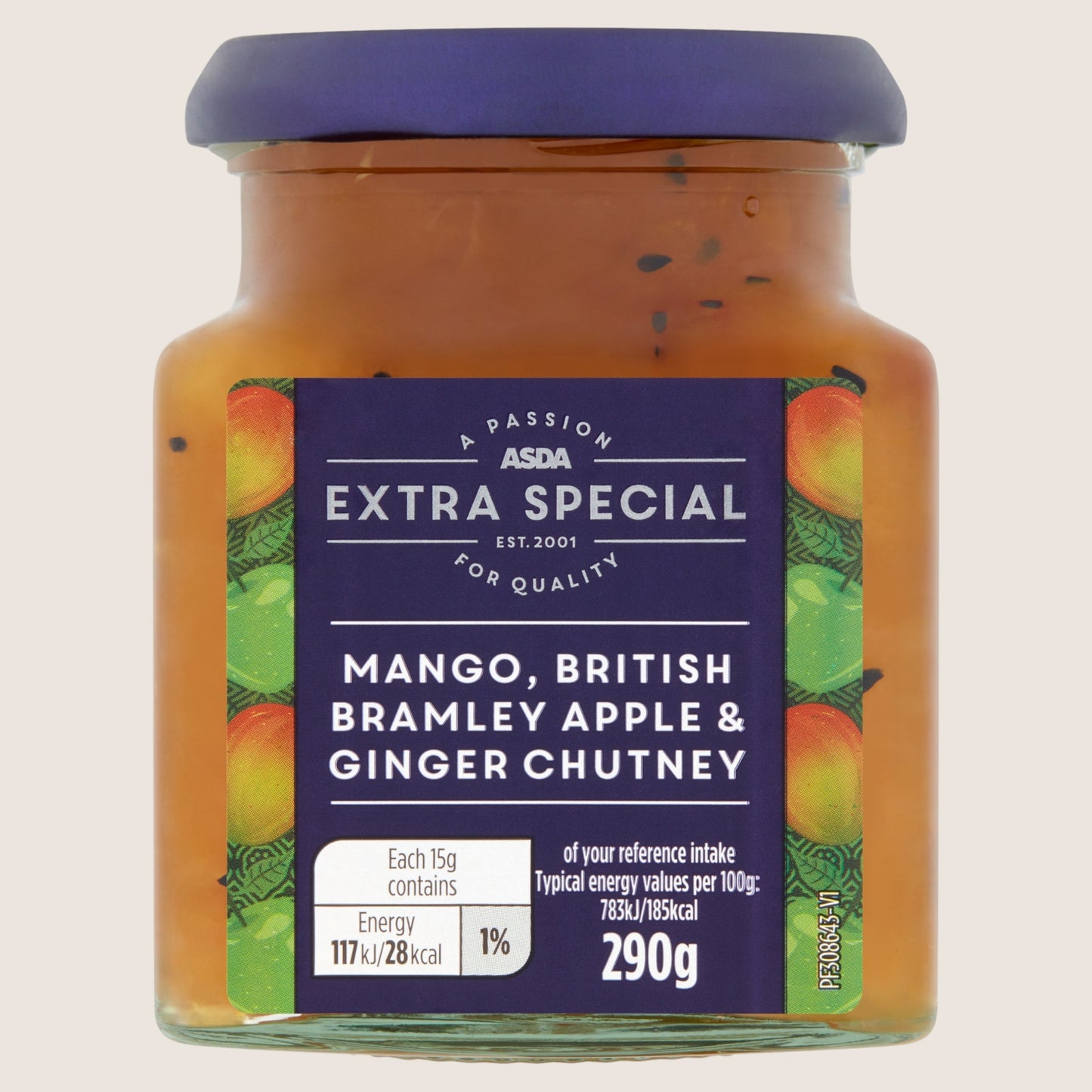ASDA Extra Special EMango, British Bramley Apple & Ginger Chutney No Artificial Additives 290g