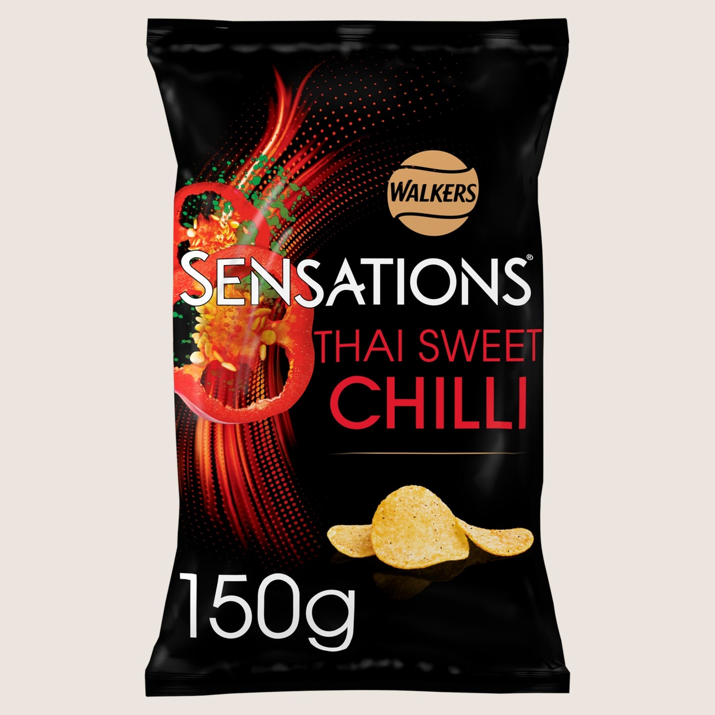 Walkers Sensation s Thai Sweet Chilli Sharing Bag Crisps No Artificial Additives 150g