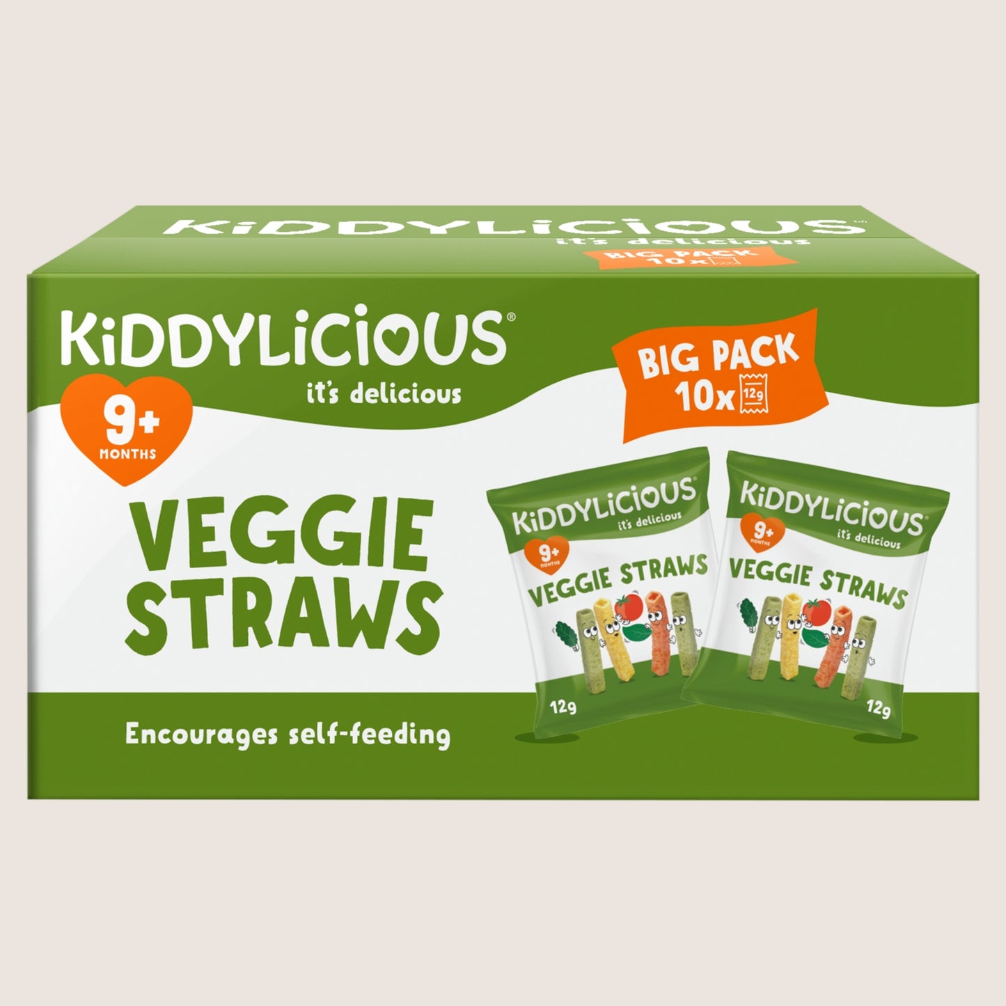 Kiddylicious Veggie Straws 9+ Months No Artificial Additives 10 x 12g