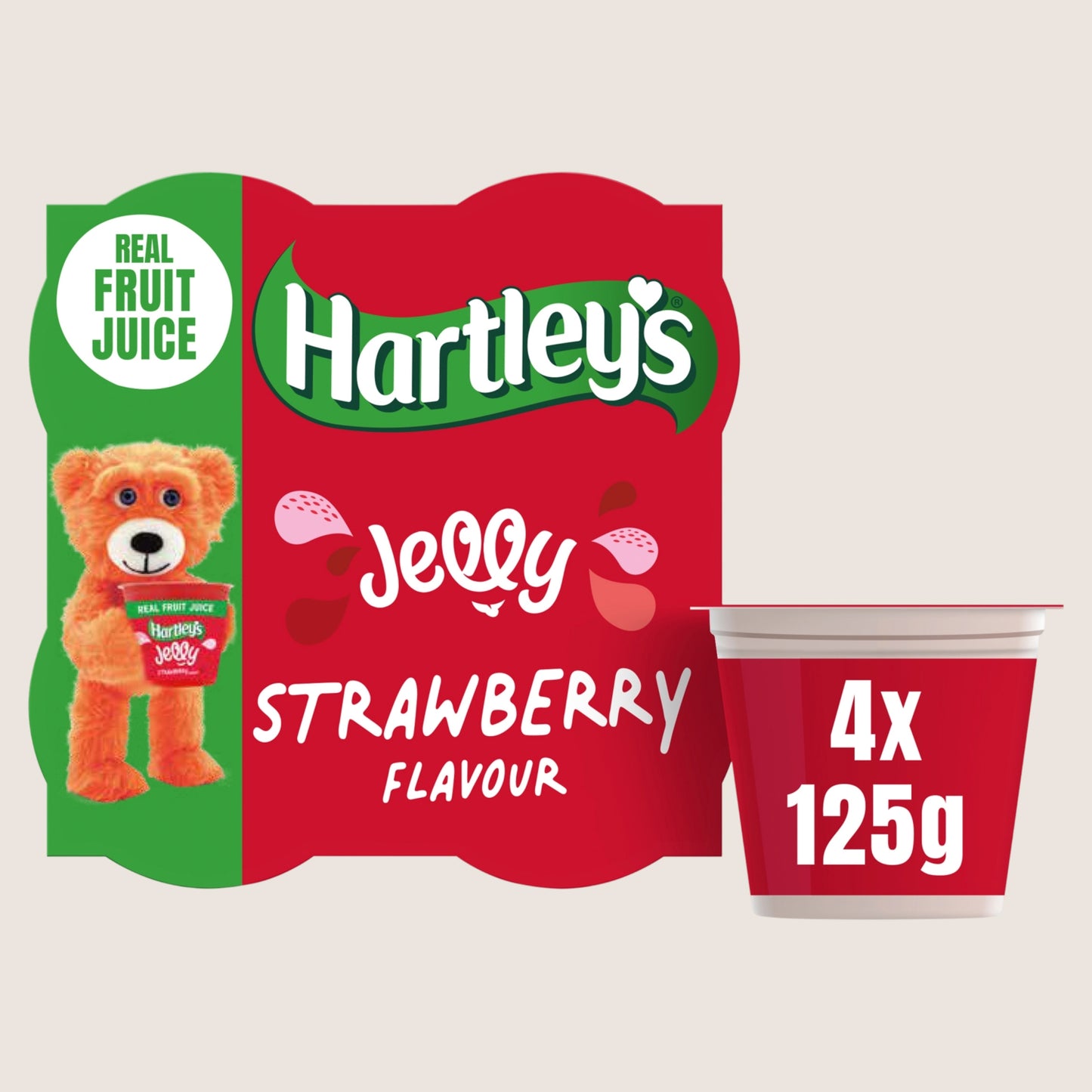Hartley's Strawberry Flavour Jelly No Artificial Additives 4 x 125g