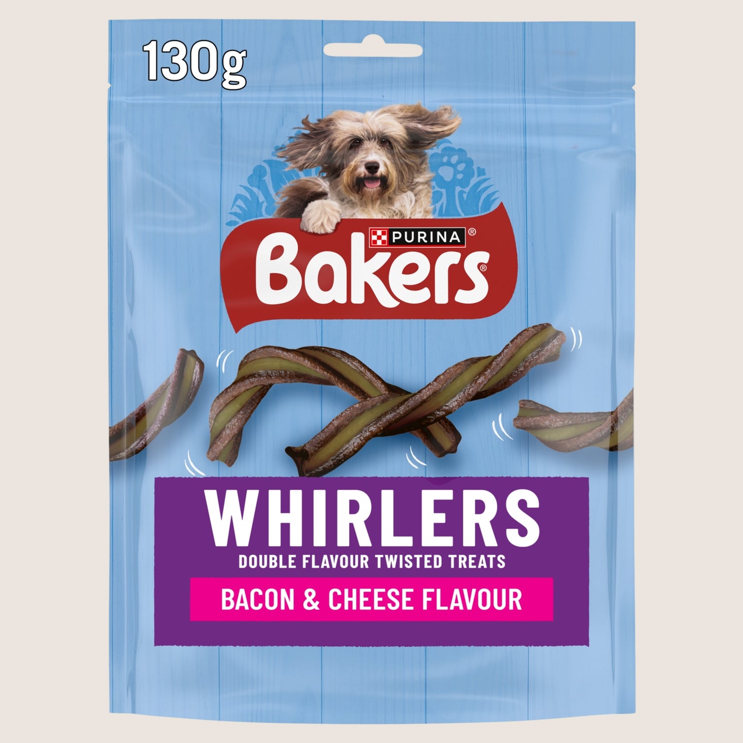 Bakers Whirlers Bacon and Cheese Dog Treats With Omega Oils 130g