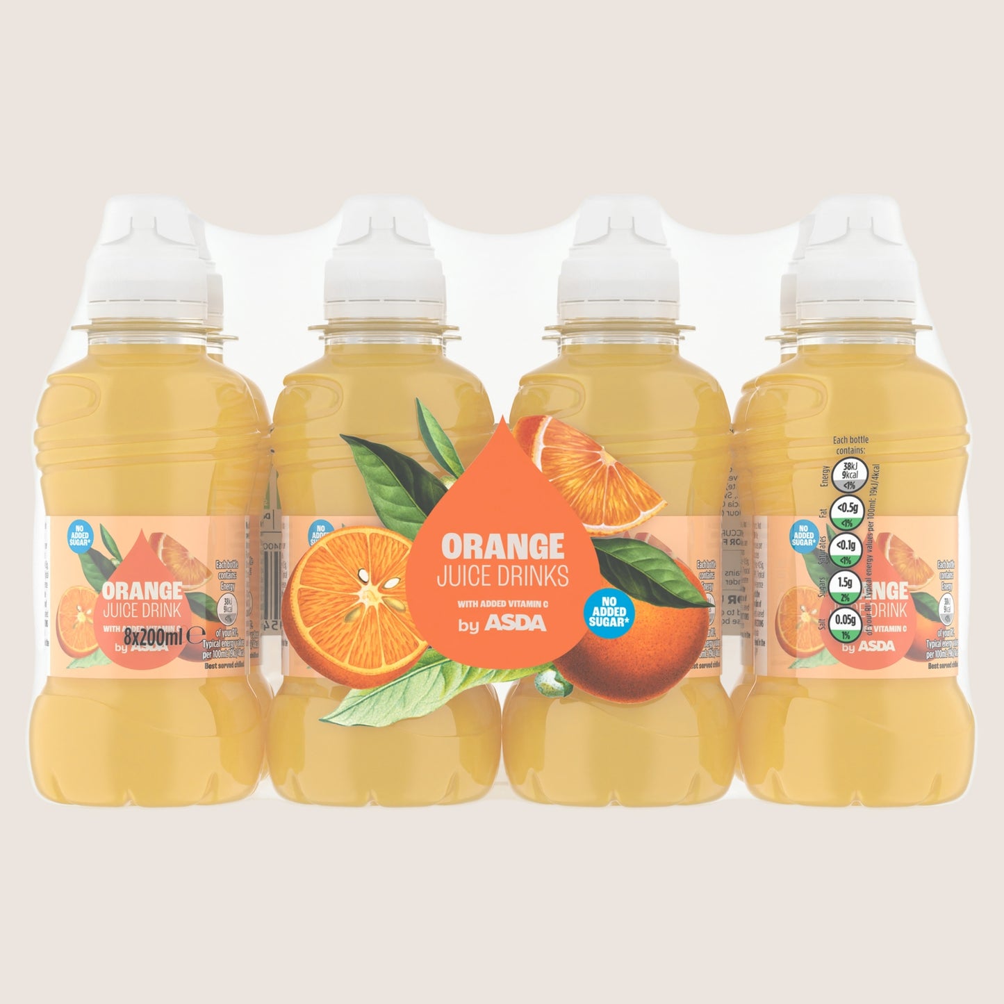 ASDA Orange Juice Drink No Added Sugar 8 x 200ml