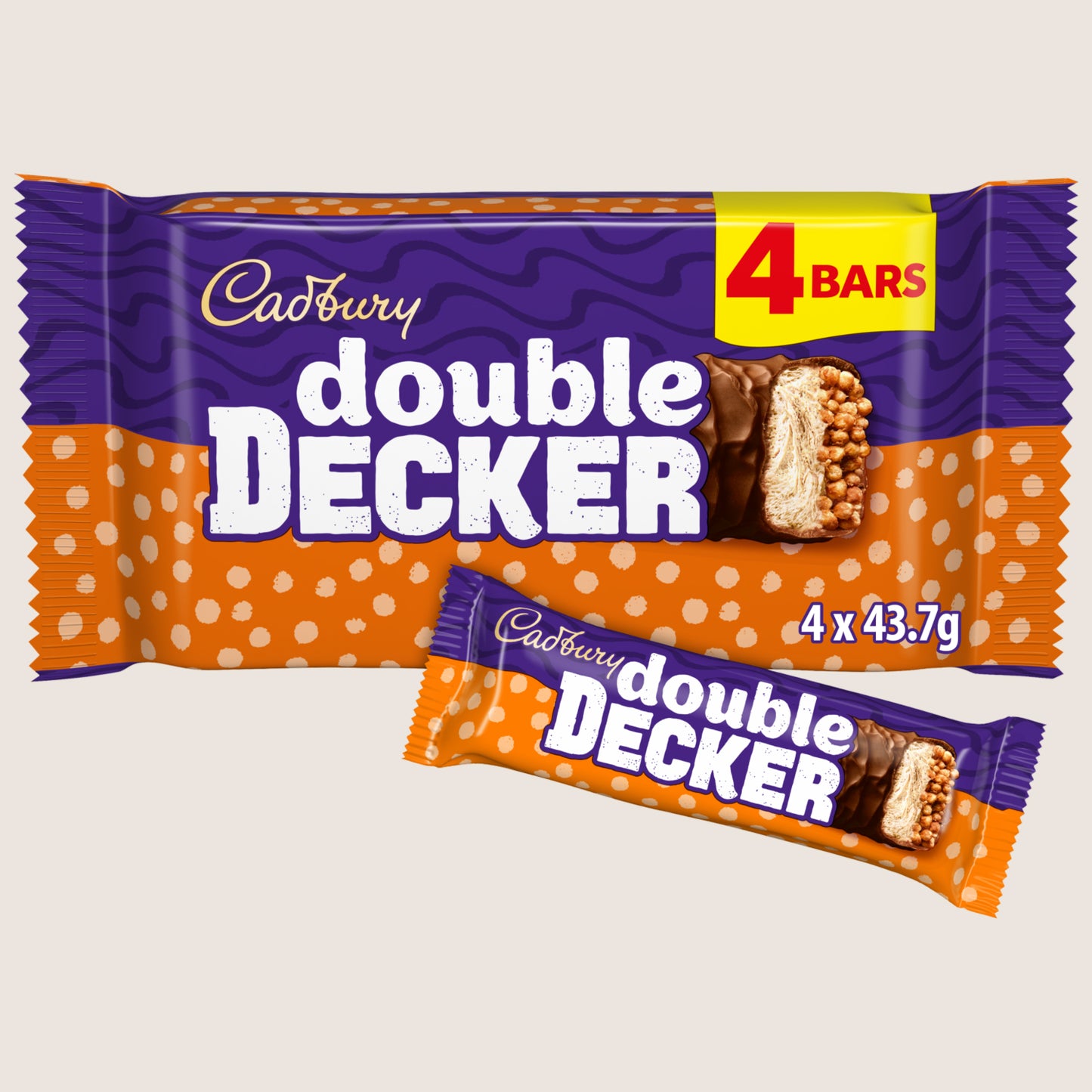 Cadbury Double Decker Chocolate Bar 4 Pack 4 x 44.6g