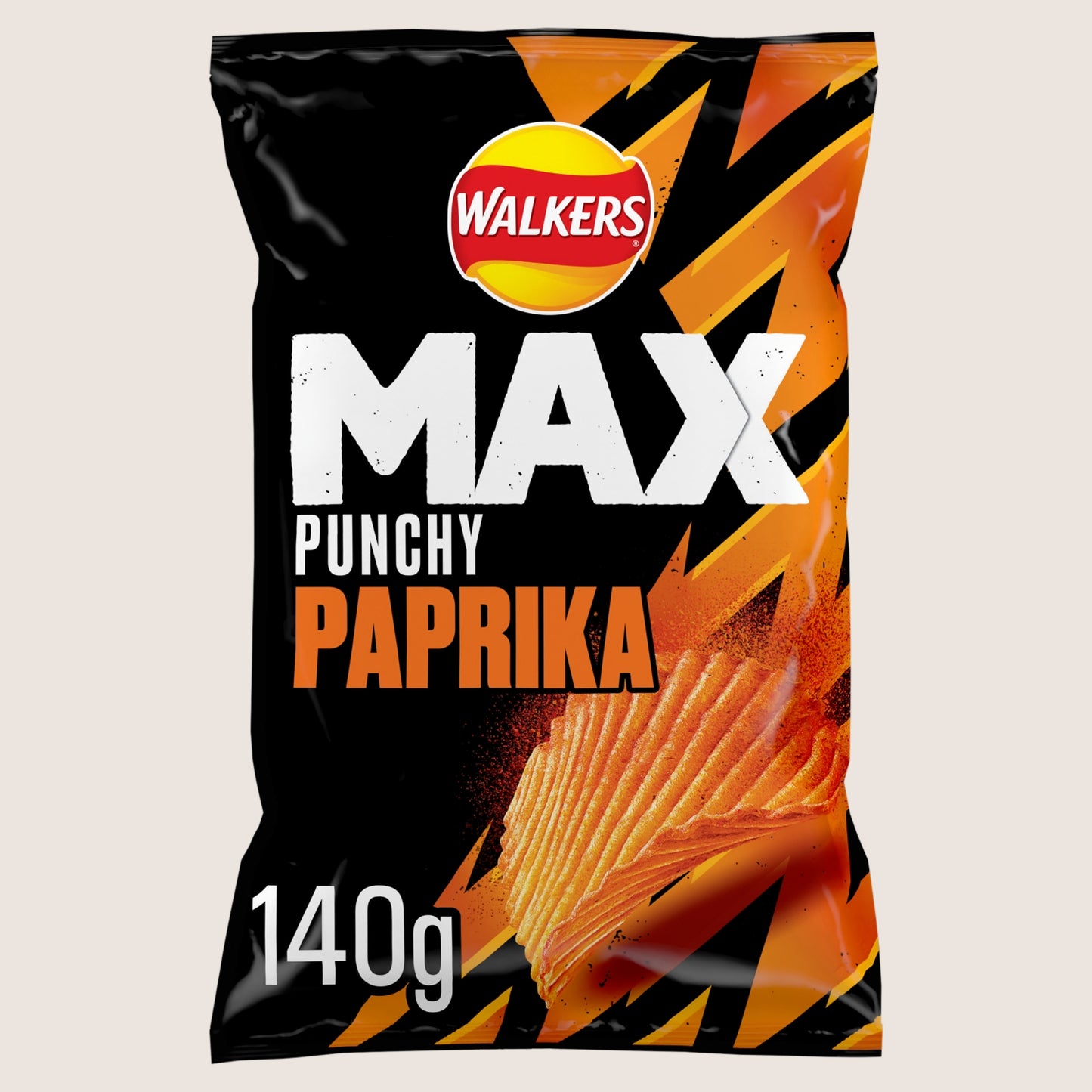 Walkers Max Punchy Paprika Sharing Crisps No Artificial Additives 140g