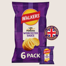 Walkers Worcester Sauce Lea & Perrins Crisps No Artificial Additives 6x25g