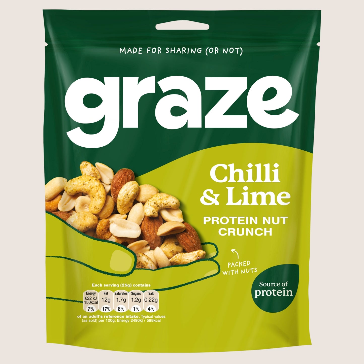 Graze Chilli & Lime Protein Nut Crunch Vegan Friendly 100g