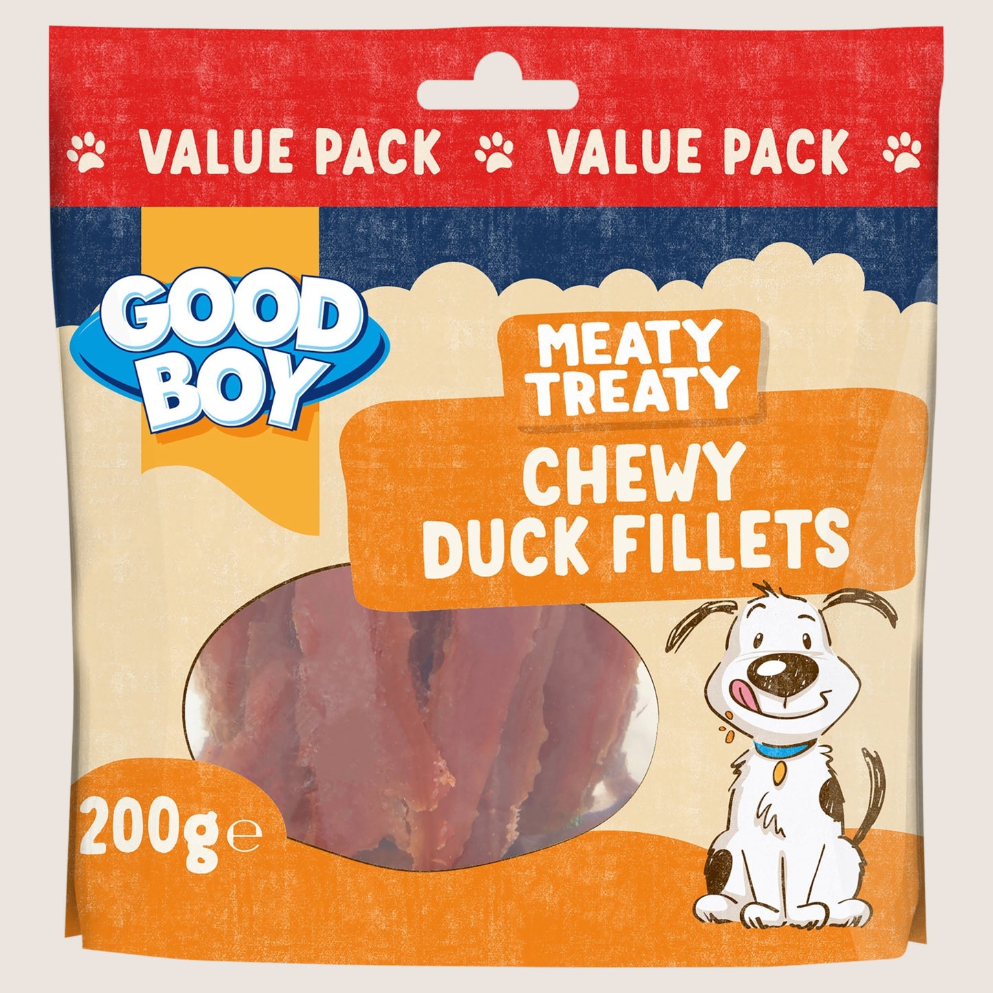Good Boy Meaty Treaty Chewy Duck Fillets Value Pack No Artificial Additives 200g