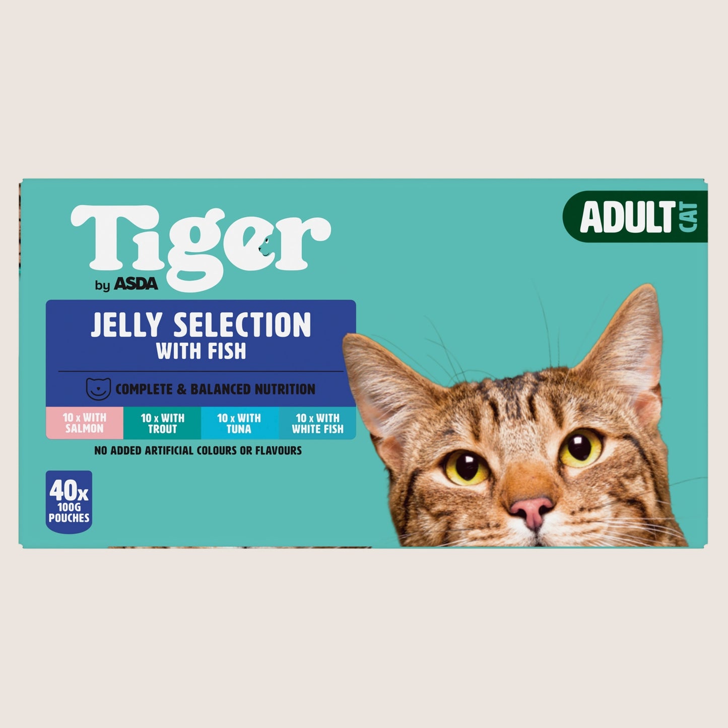 ASDA Tiger Tiger Adult Cat Jelly Selection with Fish Complete Nutrition 40 x 100g