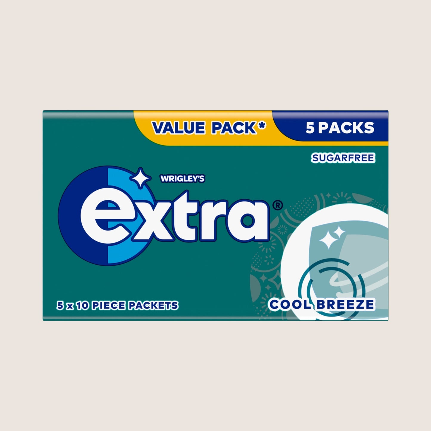 Wrigley's Extra Cool Breeze Sugarfree Chewing Gum 5x10 Pieces