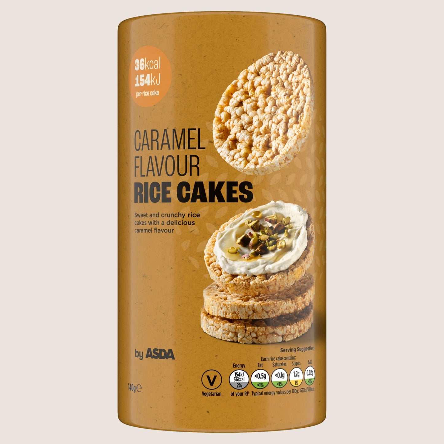 ASDA Caramel Flavour Rice Cakes Free From Artificial Additives 140g