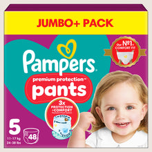 Pampers Premium Protection Nappy Pants Size 5, , - Jumbo+ Pack Dermatologist Tested 48 Nappie 11kg