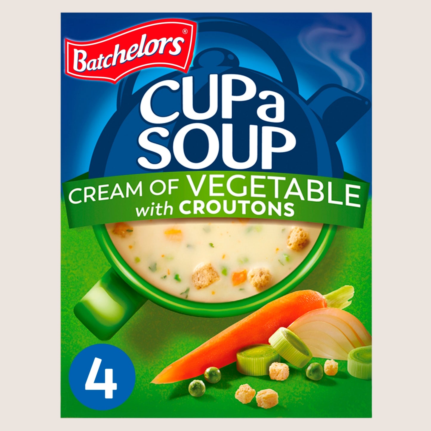 Batchelors Cup a Soup Cream of Vegetable with Croutons 4 Instant Soup Sachets No Artificial Additives 122g