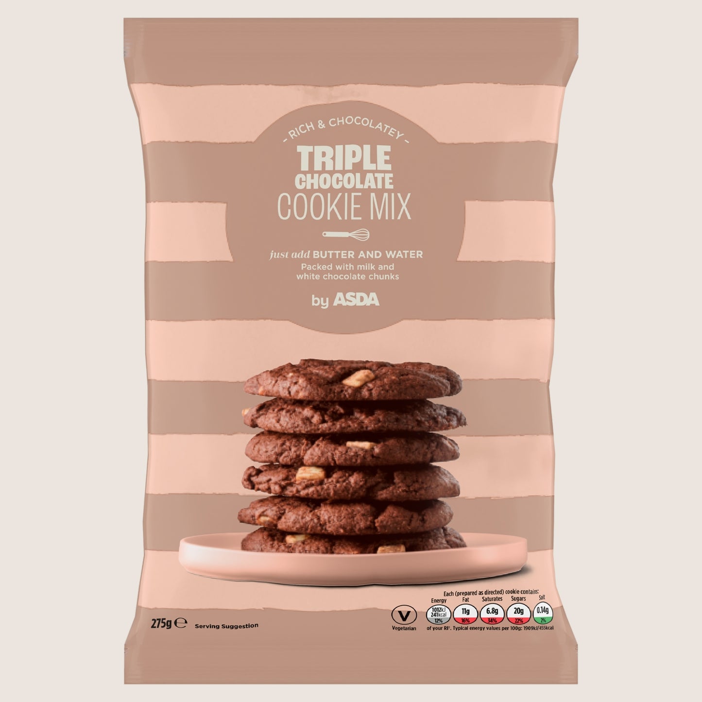 ASDA Triple Chocolate Cookie Mix Fortified with Vitamins 275g