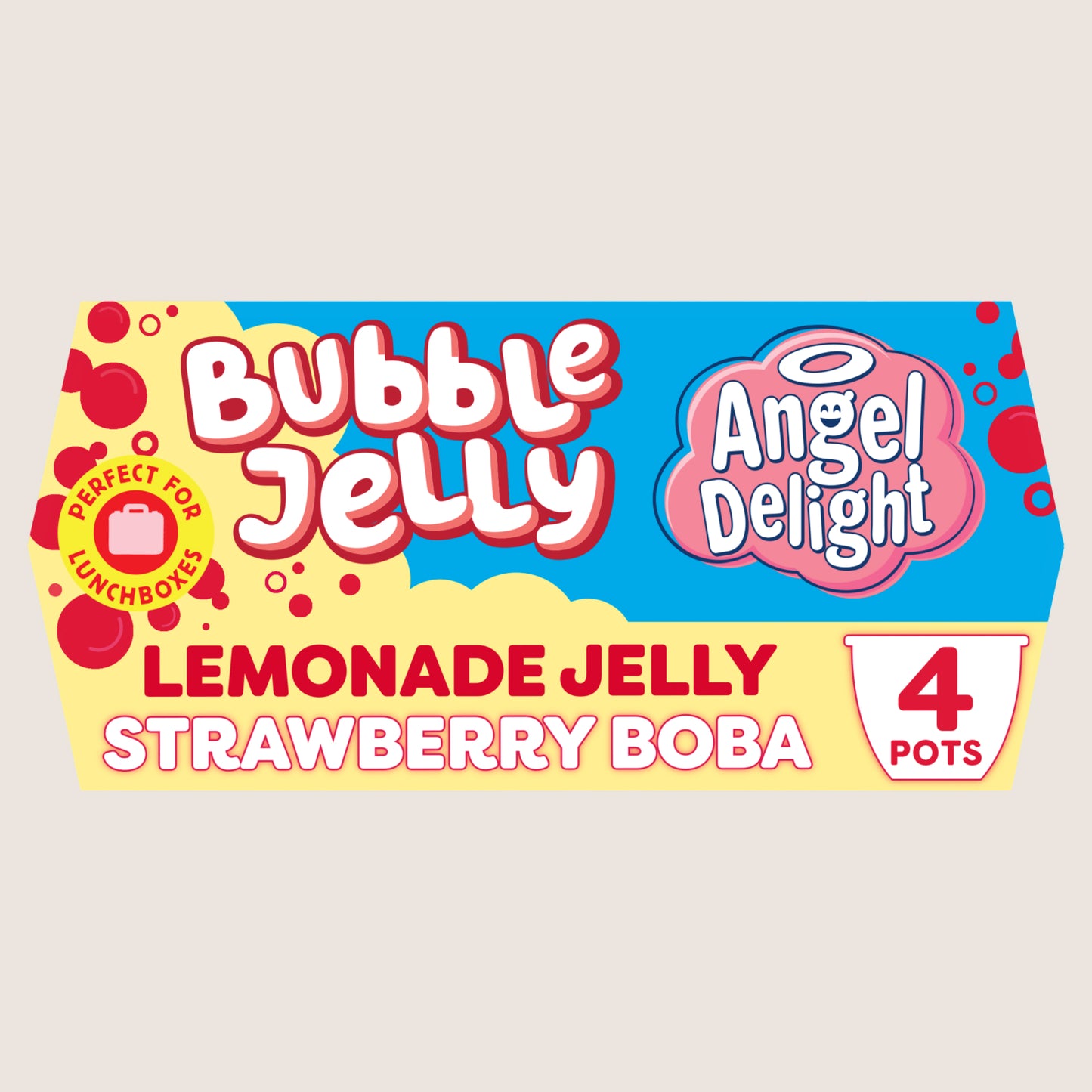 Angel Delight Lemonade Jelly and Strawberry Boba Bubble Dessert Snack Pot x4 Lighter Recipe