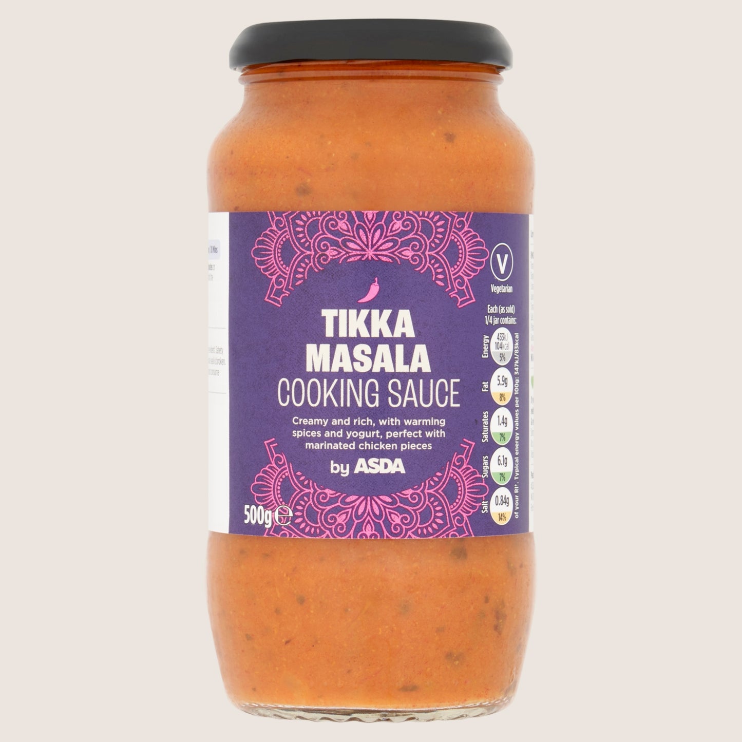 ASDA Tikka Masala Cooking Sauce No Artificial Additives 500g