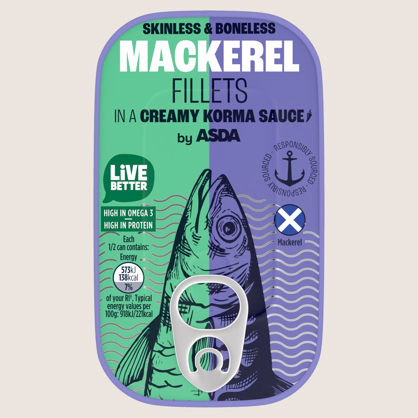 ASDA Mackerel Fillets in a Creamy Korma Sauce High in Protein 125g
