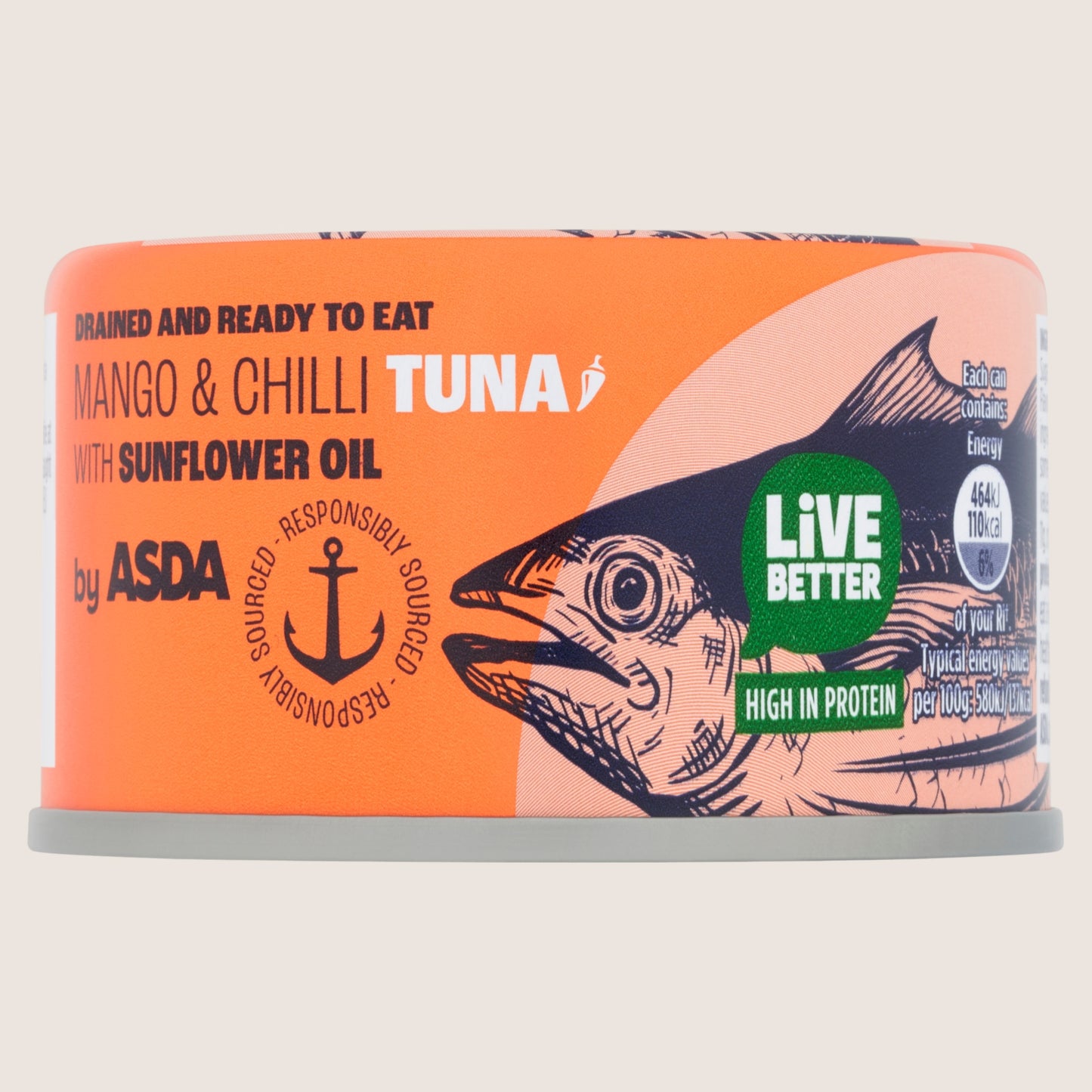 ASDA Mango & Chilli Tuna with Sunflower Oil High in Protein 80g