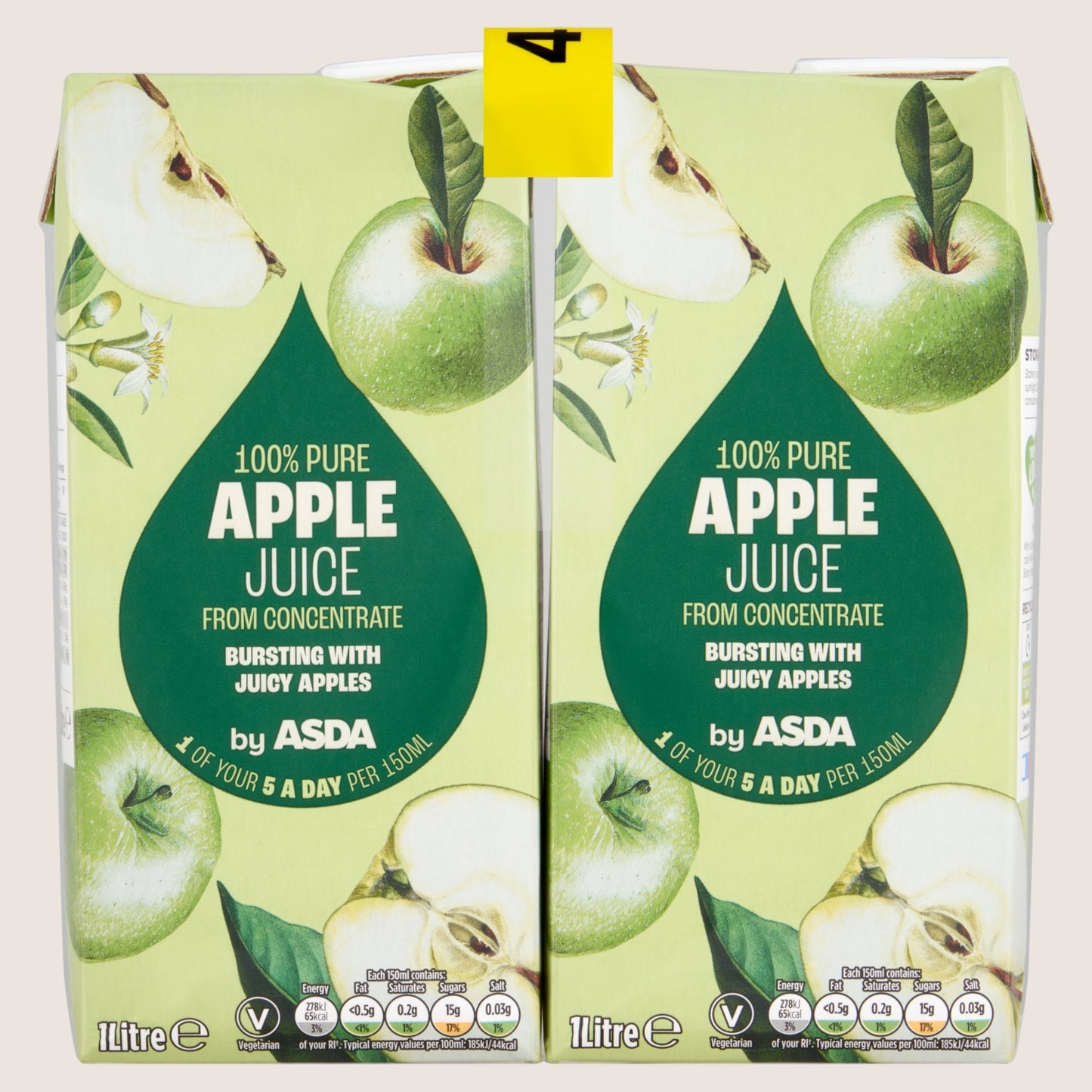 ASDA ASDA Apple Juice from Concentrate Refreshing 4 x 1 Litre