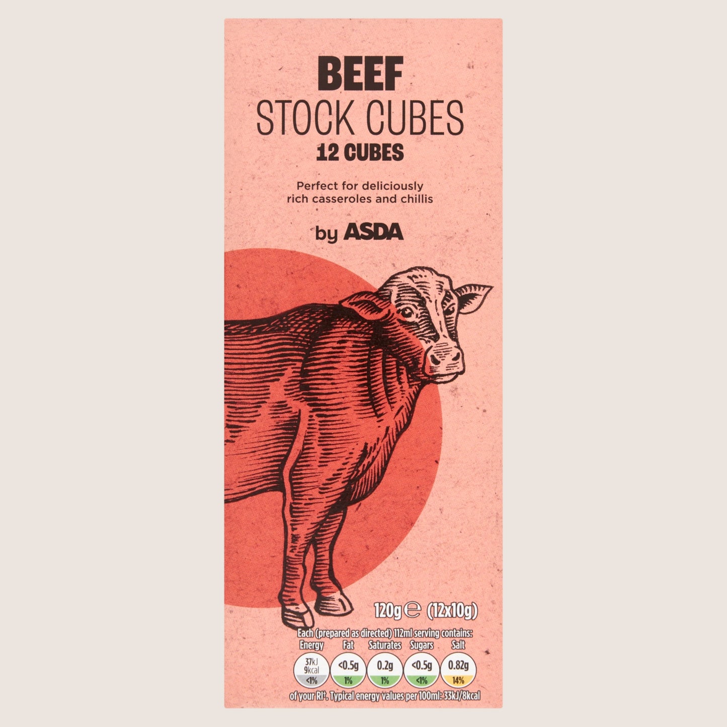 ASDA Beef Stock Cubes No Artificial Additives 12 x 10g