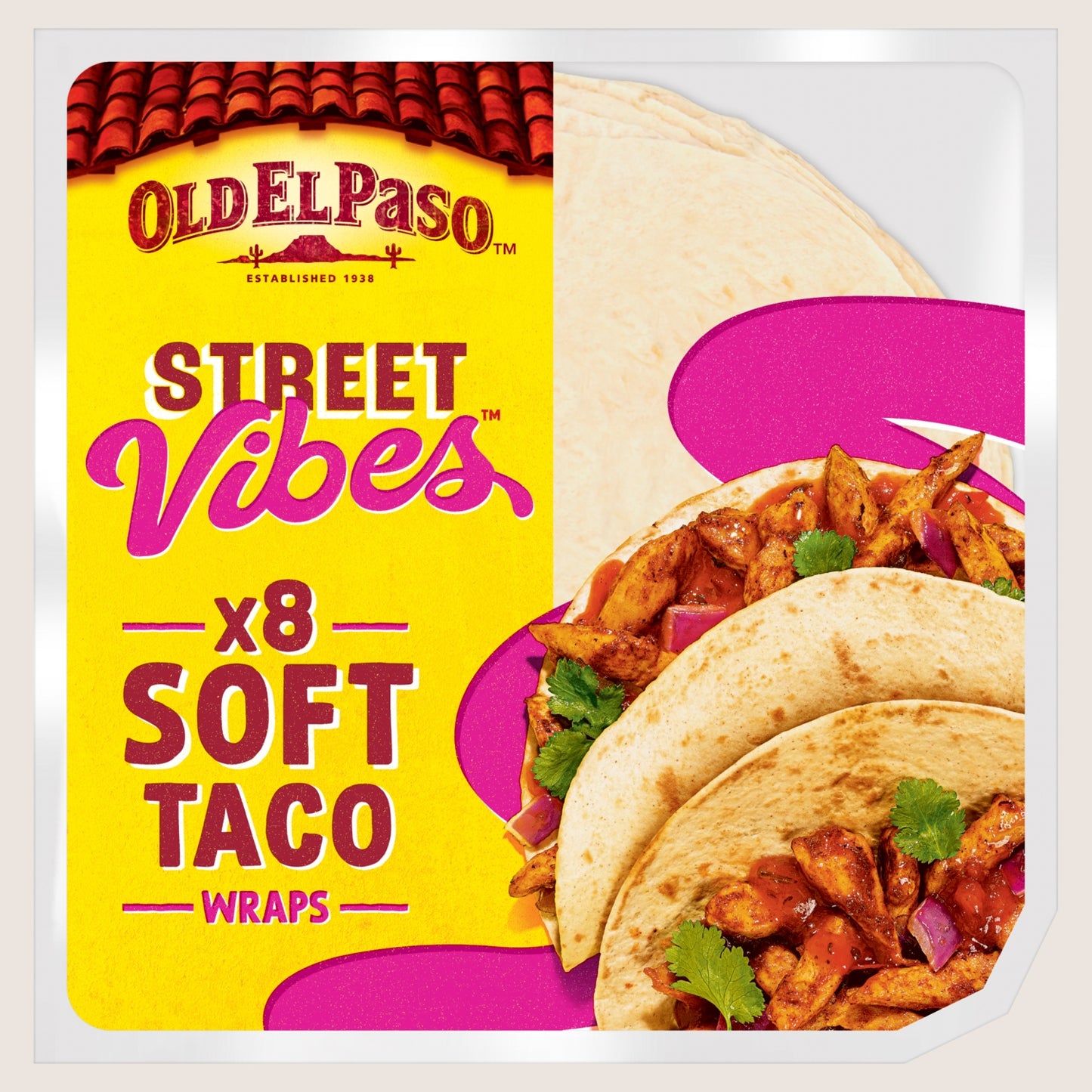 Old El Paso 8 Street Vibes Soft Taco Wraps Vegan Friendly 220g