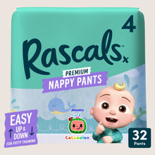 RASCALS CoComelon Nappy Pants Size 4 Hypoallergenic 32 Count