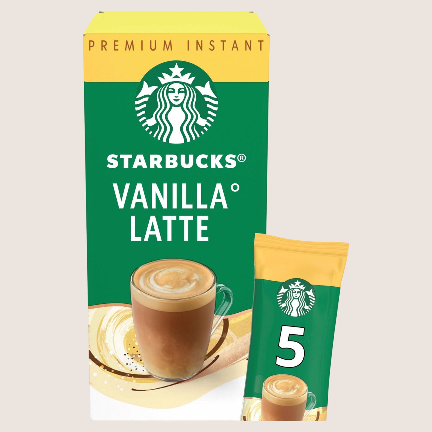 Starbucks Vanilla Latte Instant Coffee Sachets No Artificial Additives 5 x 21.5g
