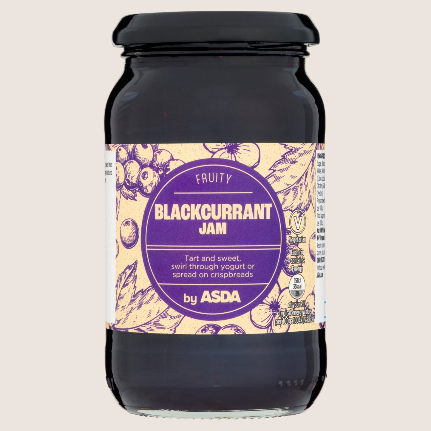 ASDA Blackcurrant Jam No Artificial Additives 454g