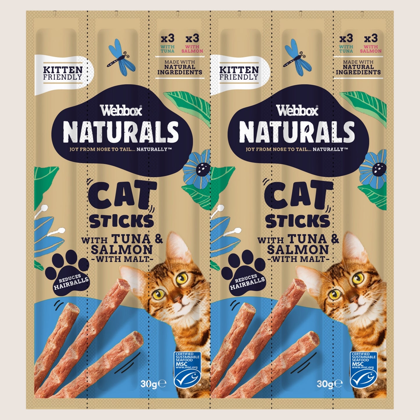 Webbox Naturals Cat Sticks with Tuna & Salmon No Artificial Additives 6 x 5g