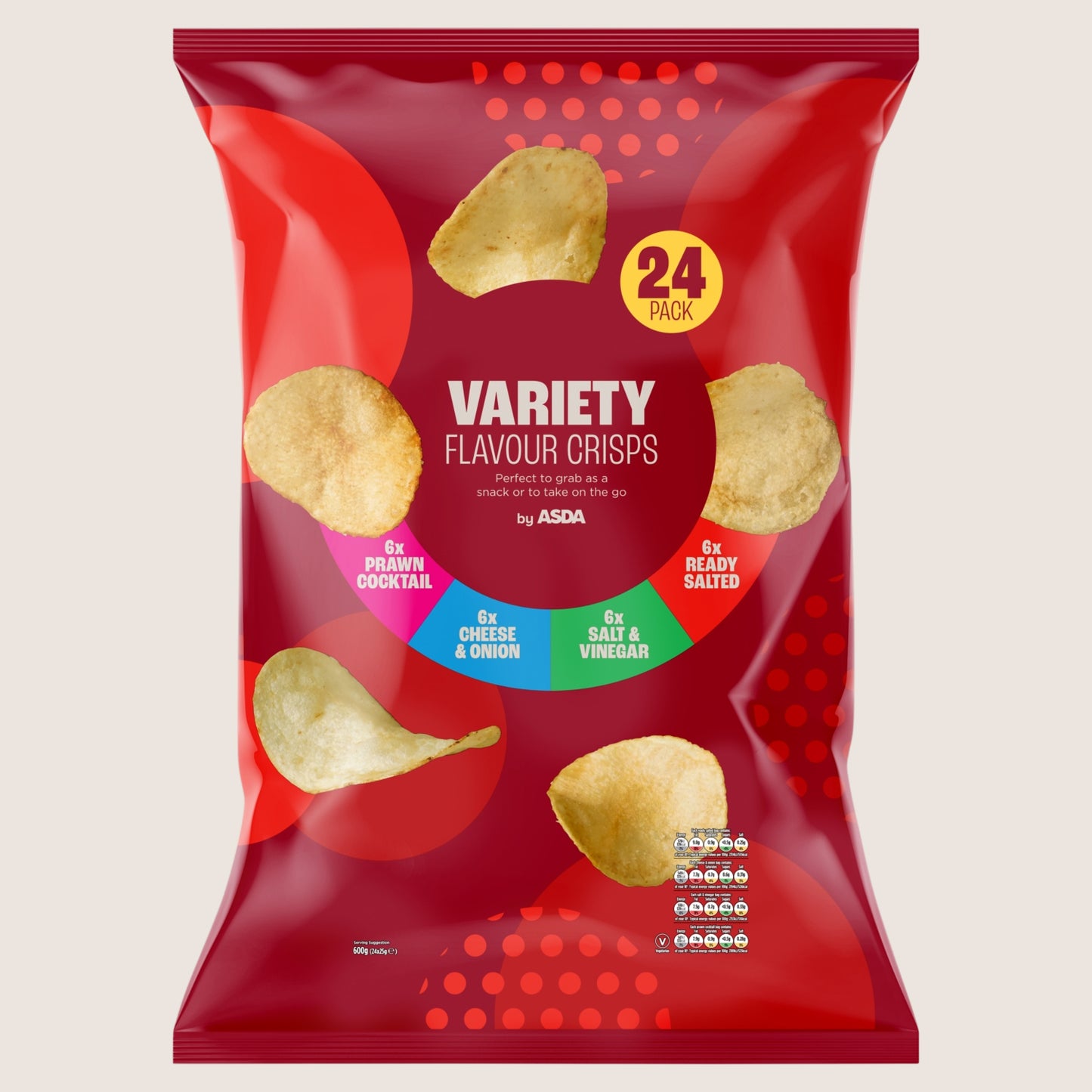 ASDA Variety Flavour Crisps No Artificial Additives 24 x 25g