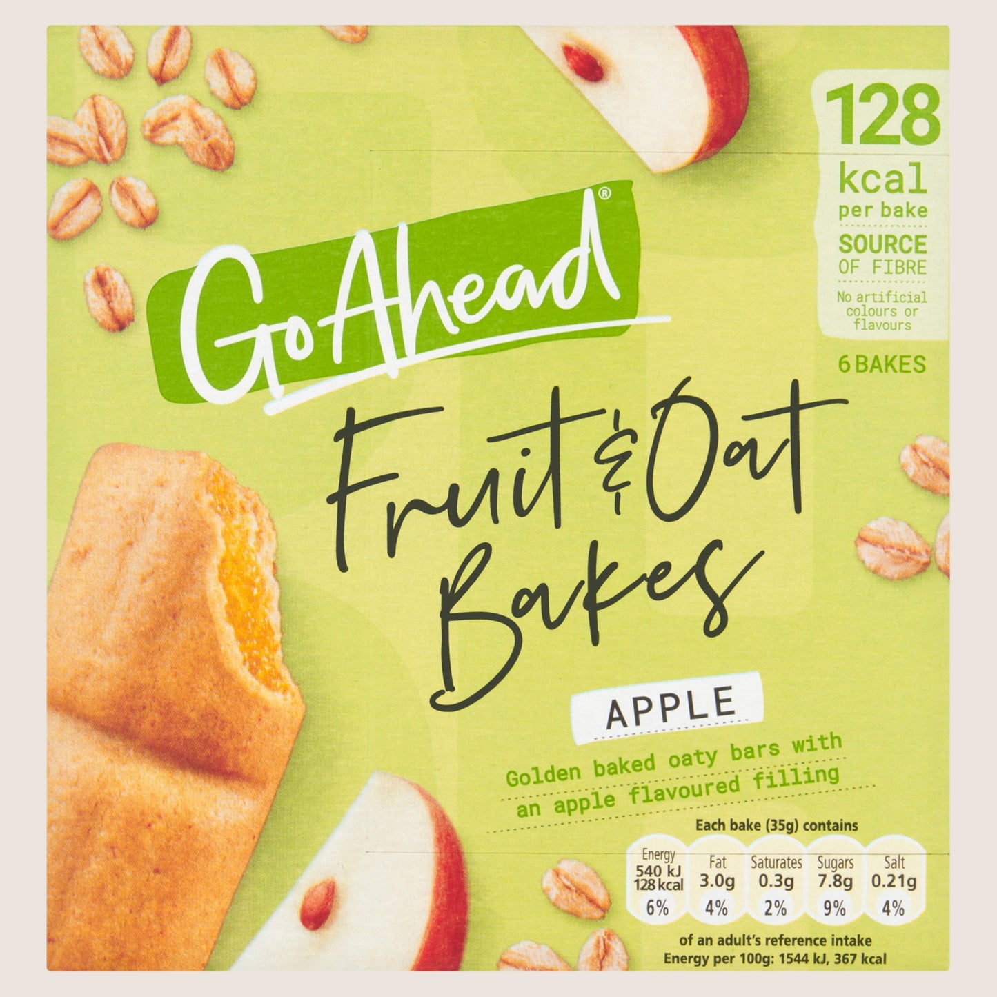 Go Ahead Apple Fruit and Oat Bakes Snack Bars Multipack  Vitamin Fortified 6 x 35g