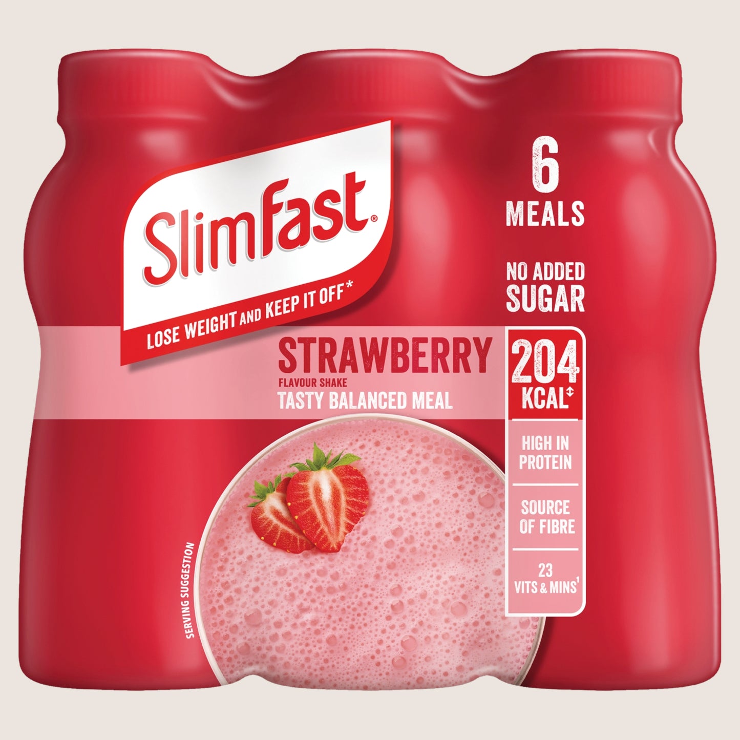 Slimfast Ready to Drink Meal Replacement Shake, Strawberry Flavour, 6 meals