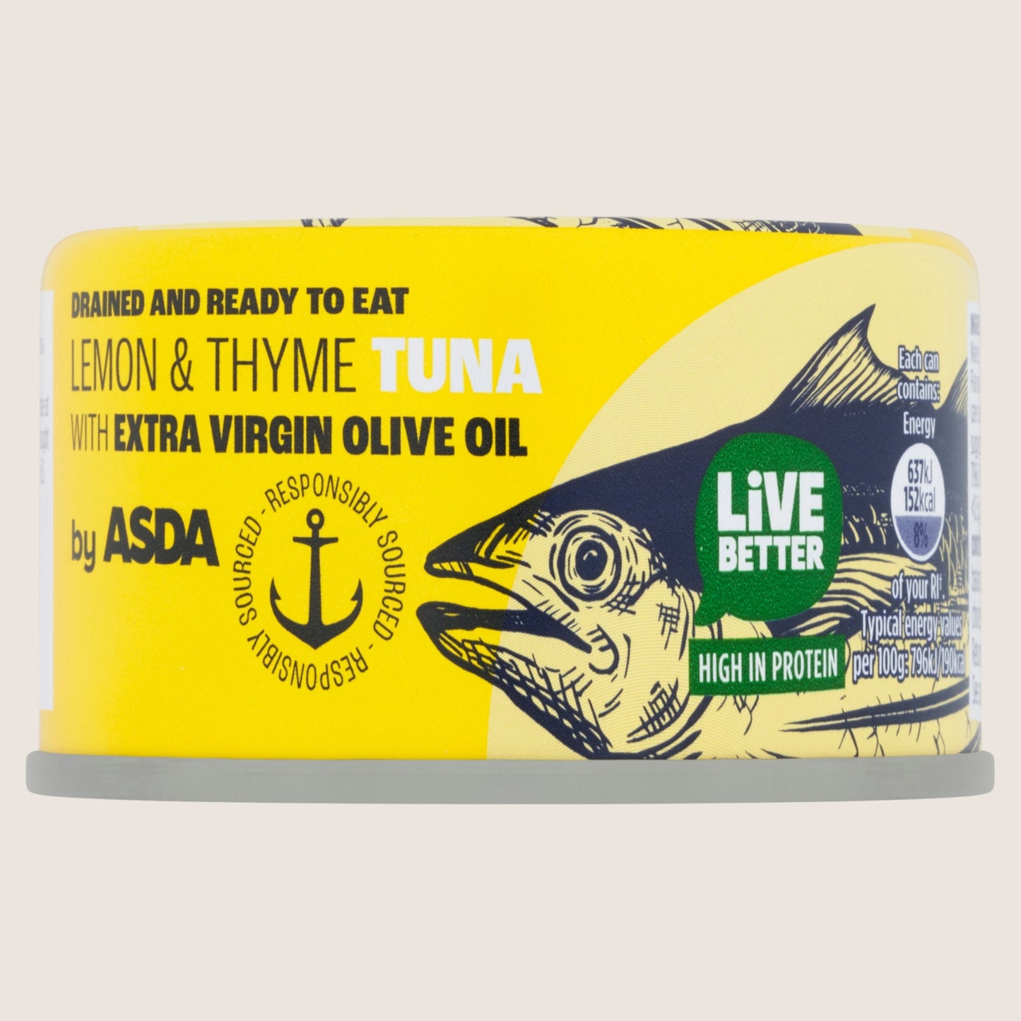 ASDA Lemon & Thyme Tuna with Extra Virgin Olive Oil In Olive Oil 80g