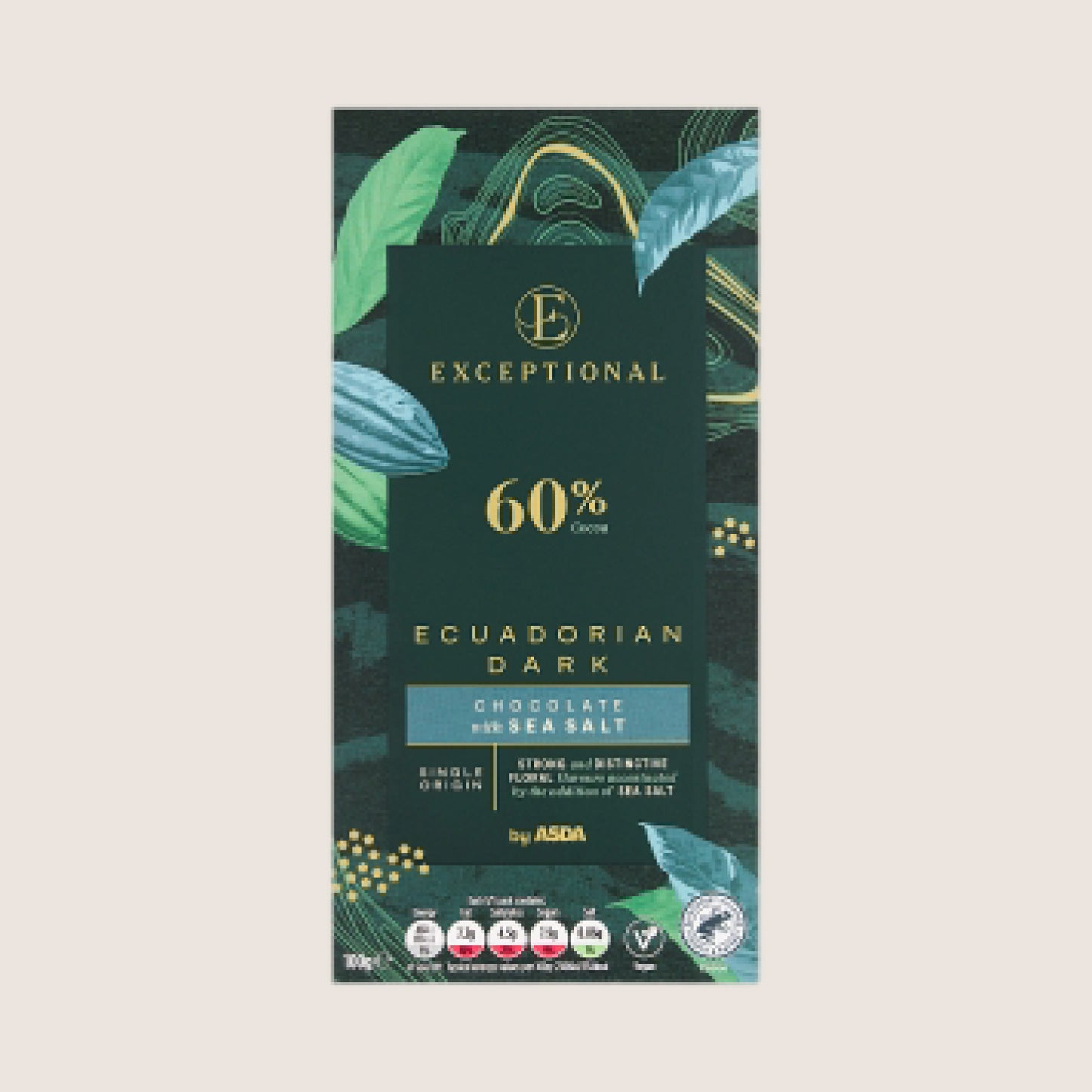 ASDA Ecuadorian Dark Chocolate with Sea Salt 100g