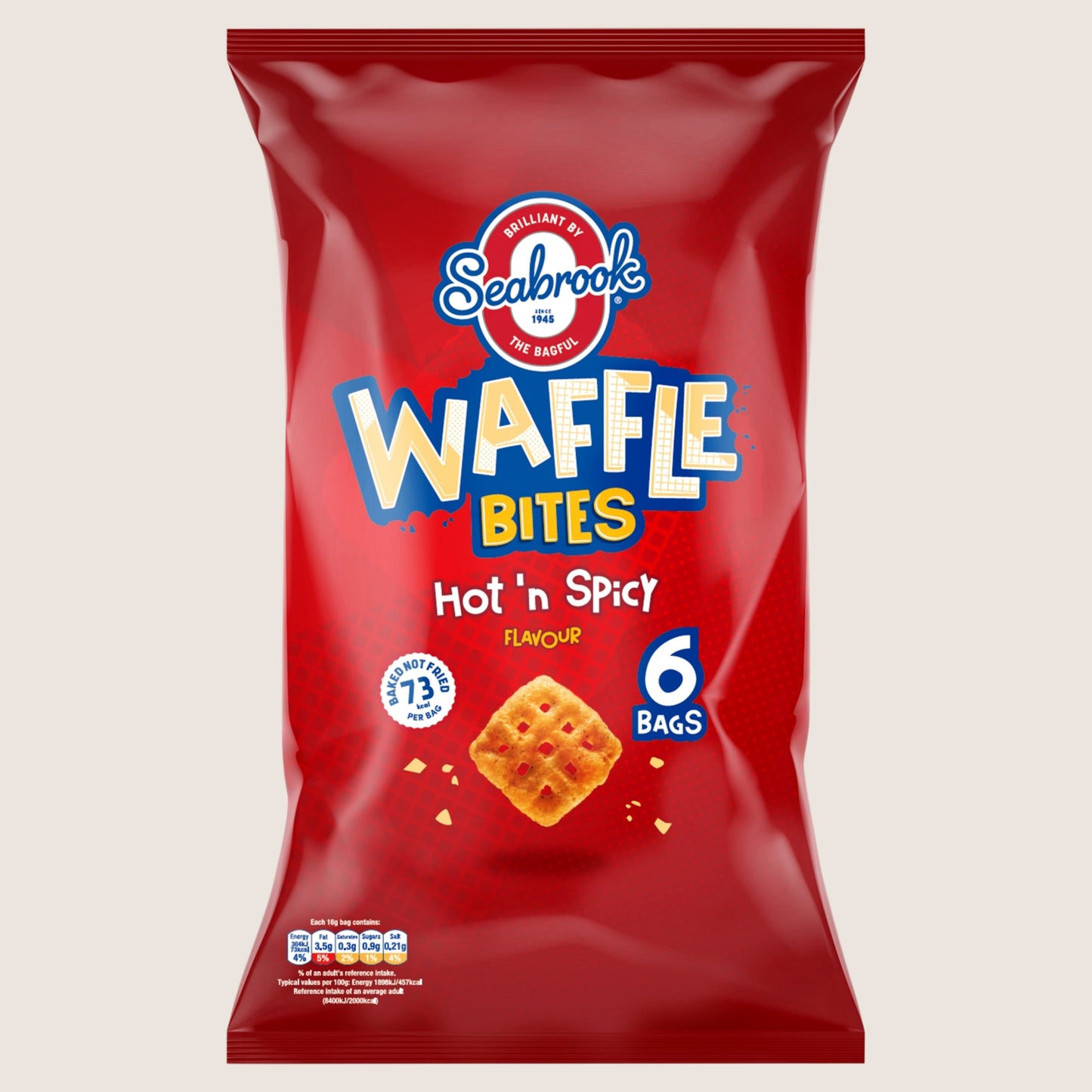Seabrook Hot 'n Spicy Flavour Waffle Bites Gluten Free 6 x 16g