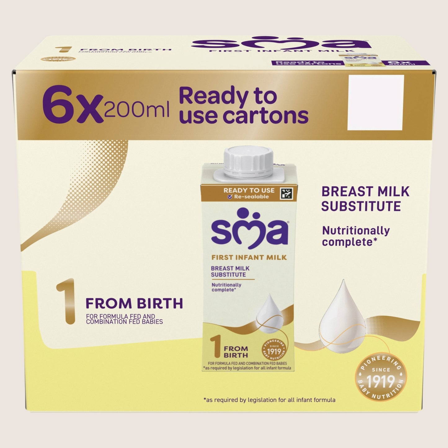 SMA First Infant Milk from Birth Suitable from Birth 6 x 200ml