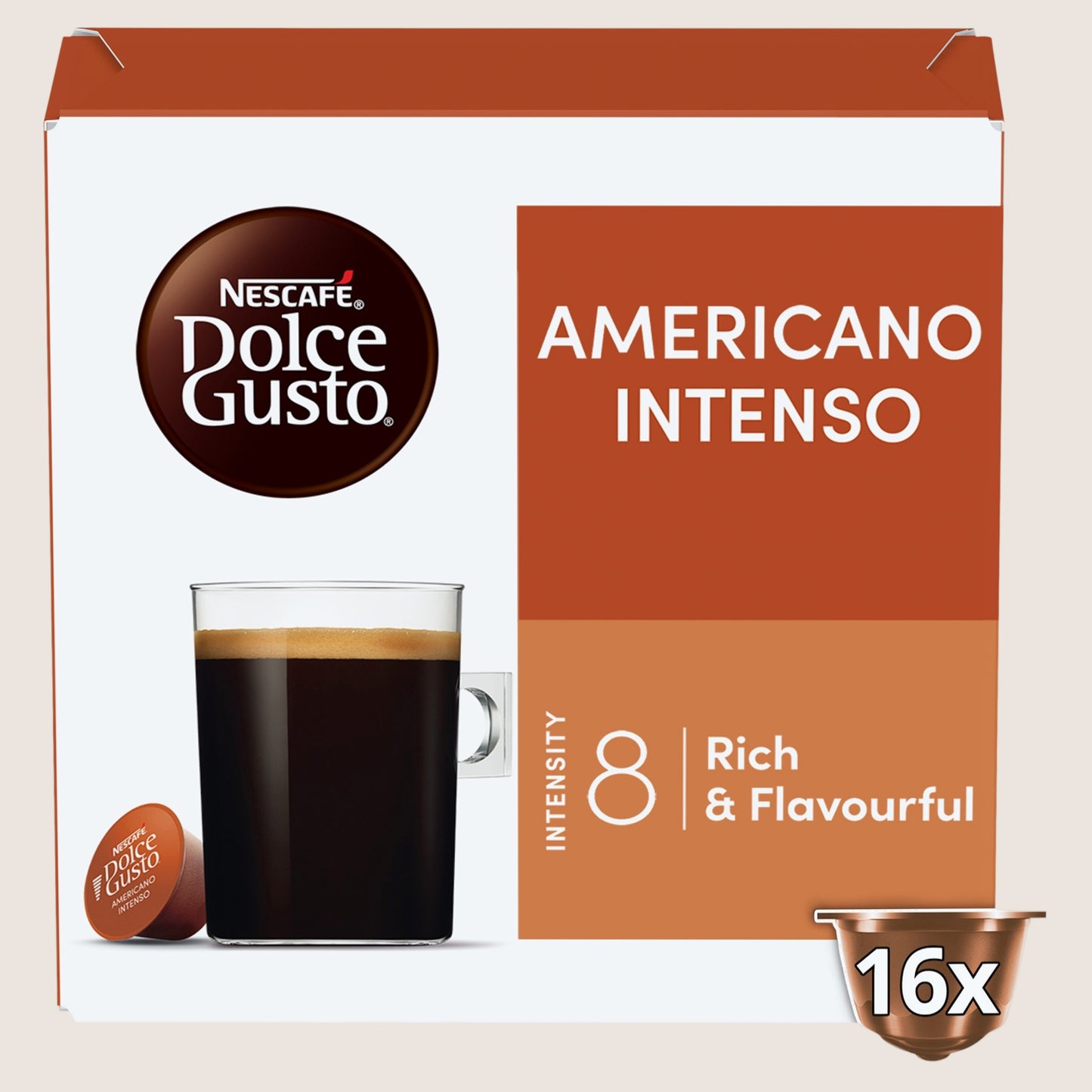 Nescafé Dolce Gusto Americano Intenso Coffee Pods x16 No Artificial Additives
