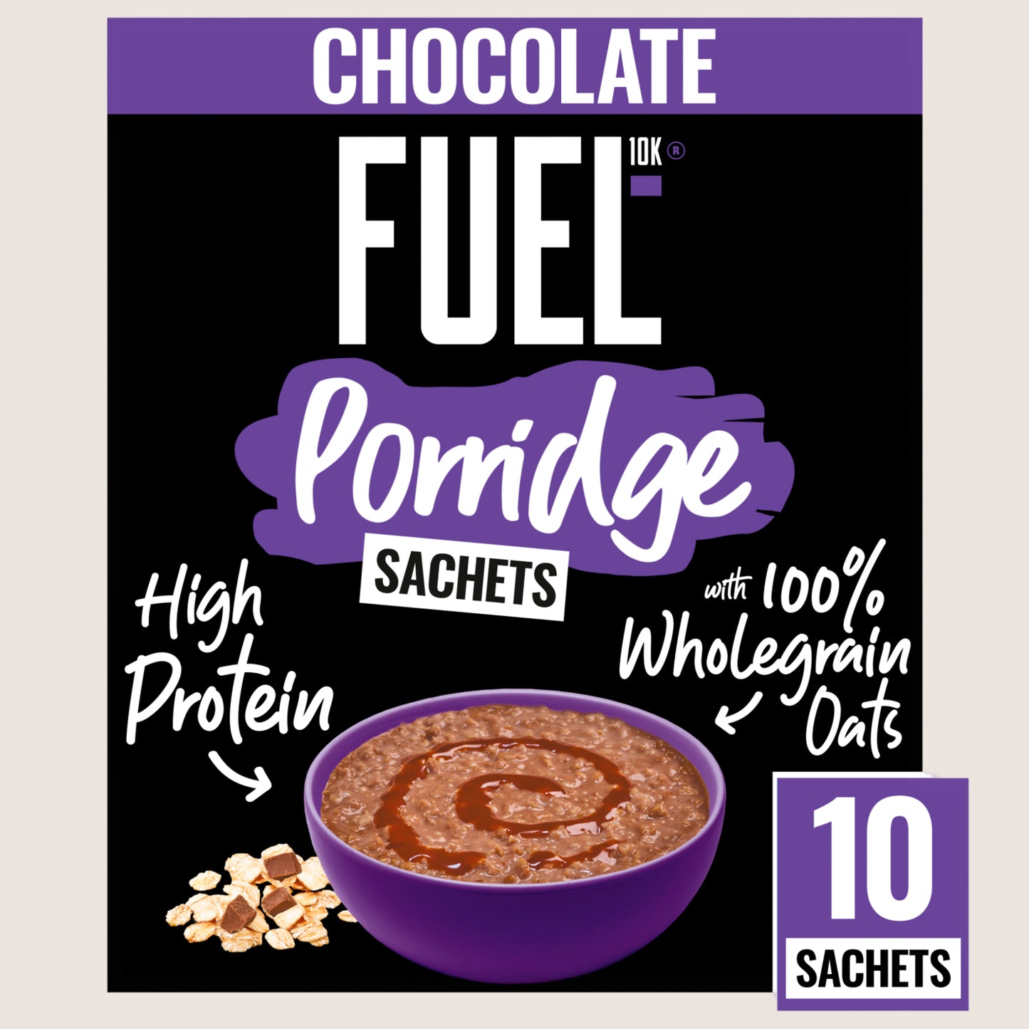 FUEL10K Chocolate Protein Porridge Sachets Oat Cereal Sachets Protein 10x36g