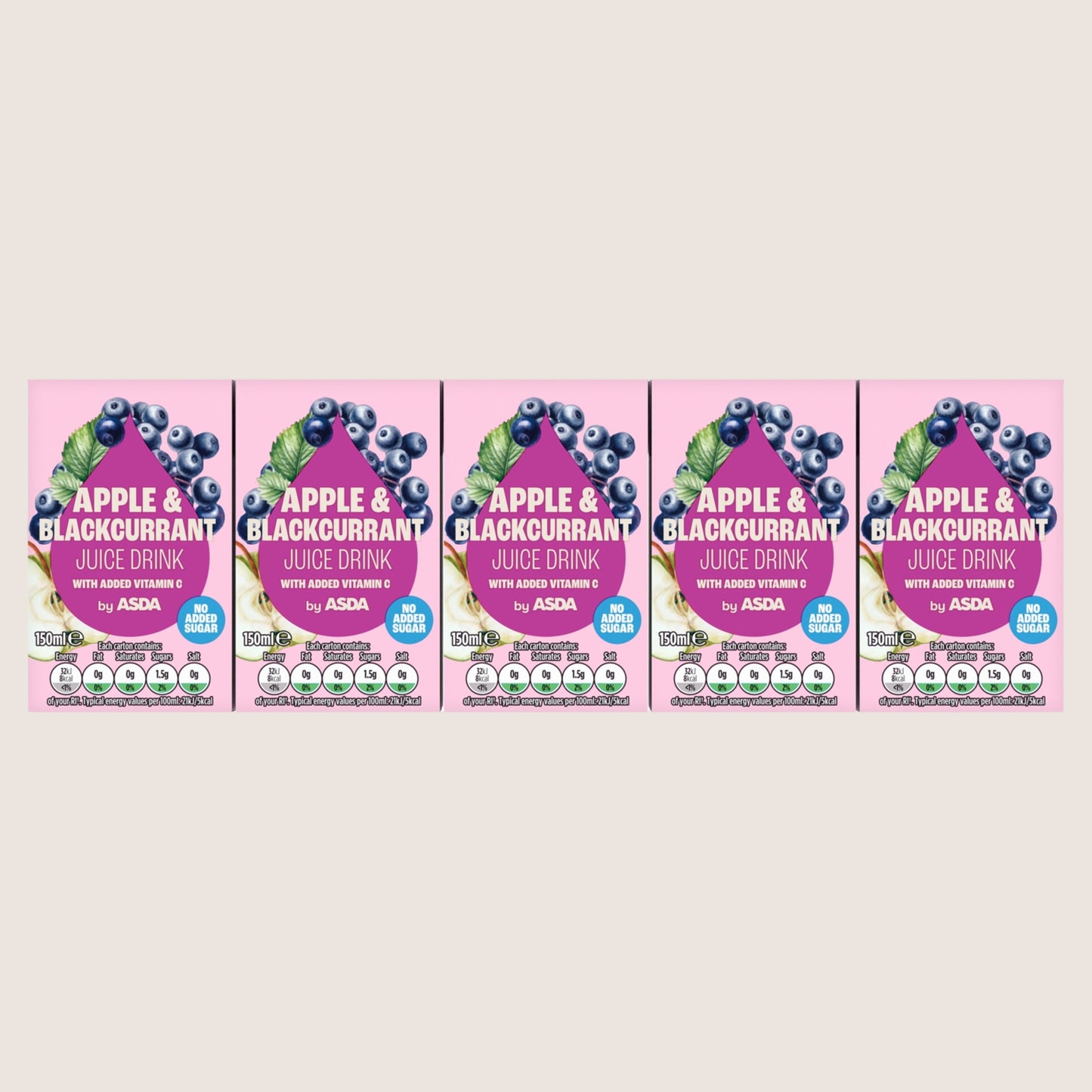 ASDA Apple & Blackcurrant Juice Drink No Added Sugar 150ml