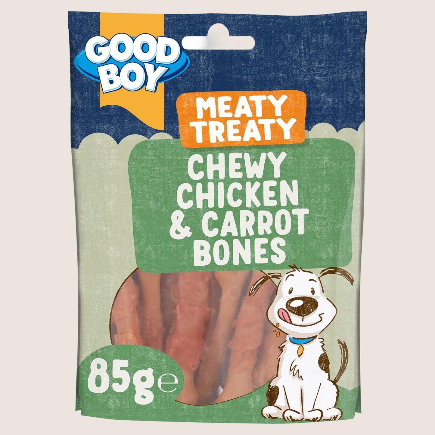 Good Boy Meaty Treaty Chewy Chicken and Carrot Bones No Artificial Additives 85g