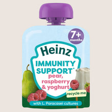 Heinz Baby Food Pear Raspberry & Yoghurt Immunity Support Fruit Pouch 7+ Months No Artificial Additives 85g