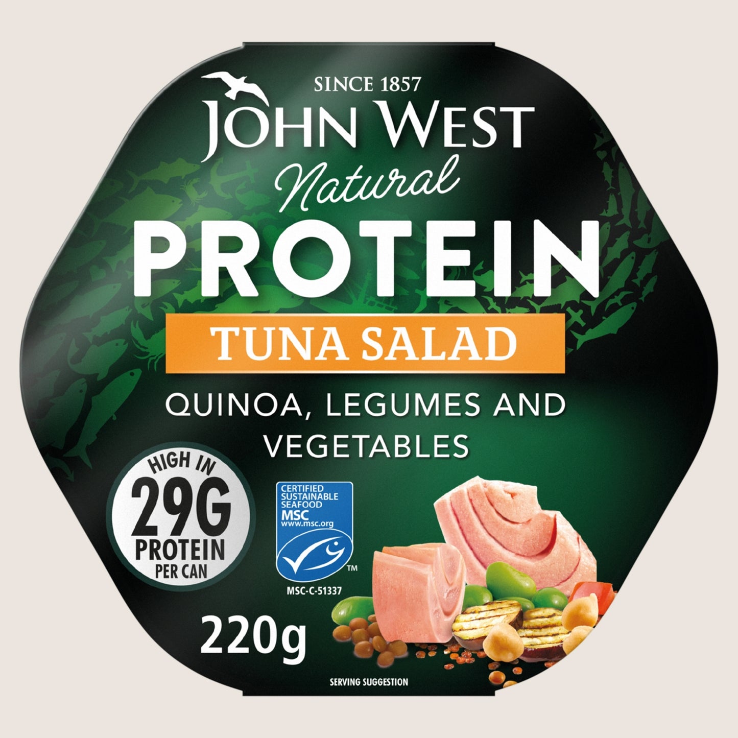 John West Natural Protein Tuna Salad With Quinoa, Legumes and Vegetables High in Protein 220g