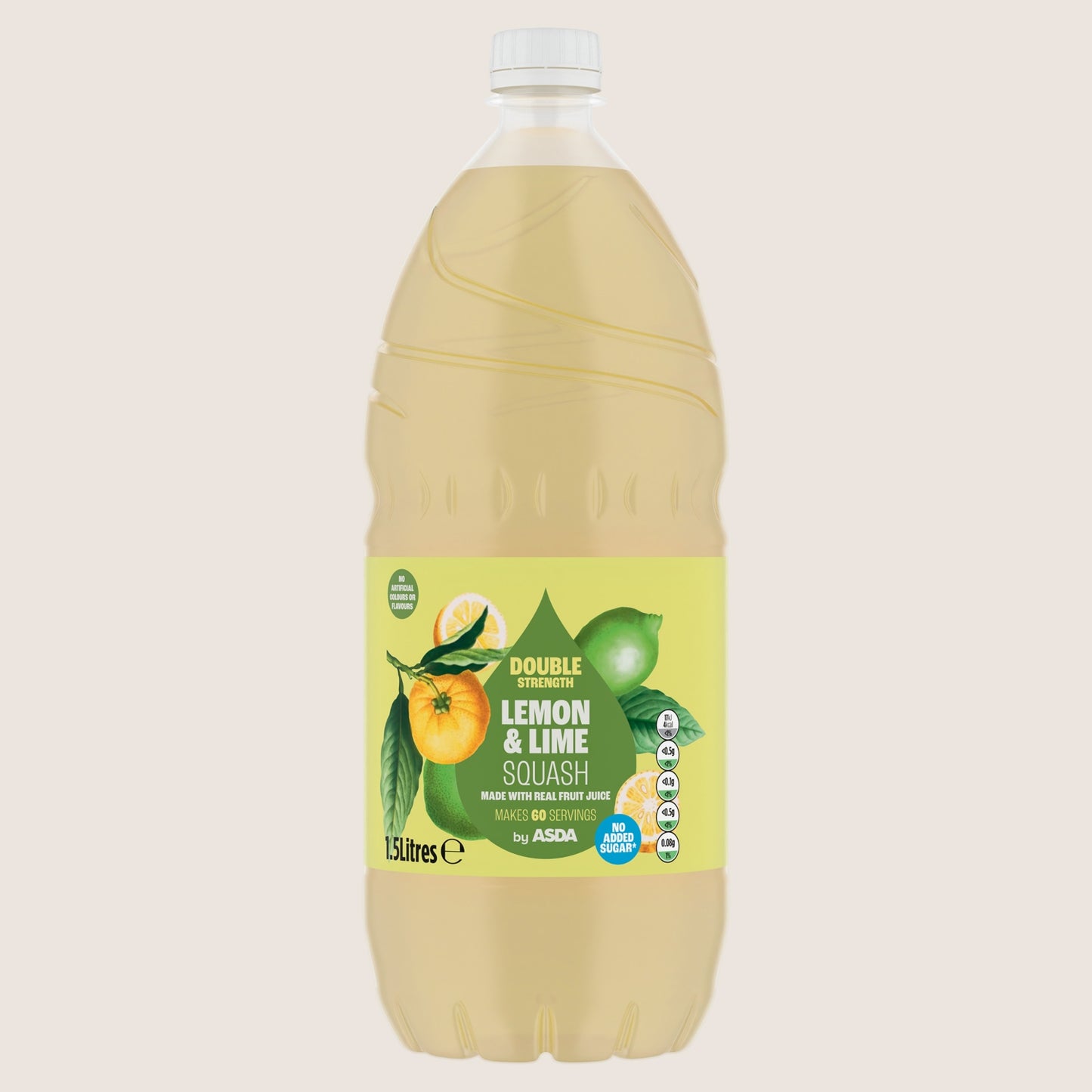 ASDA Lemon & Lime Squash No Added Sugar 1.5 Litres