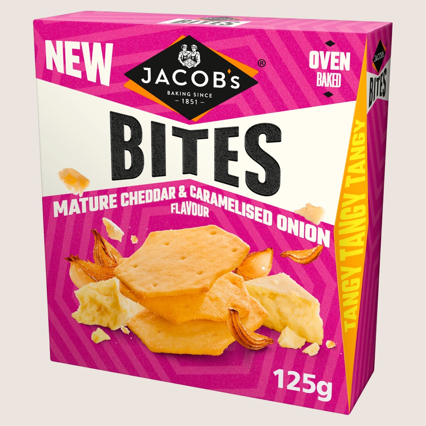 Jacob's Bites Mature Cheddar & Onion Crackers Free From Artificial Additives 125g