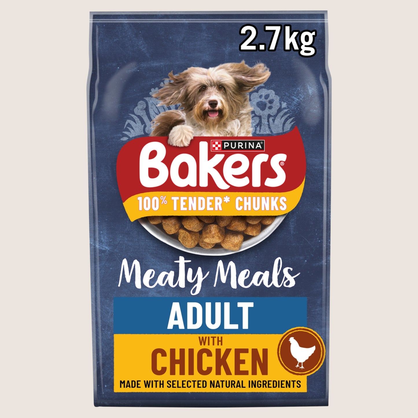Bakers Meaty Meals Chicken Dry Dog Food Complete Nutrition 2.7kg
