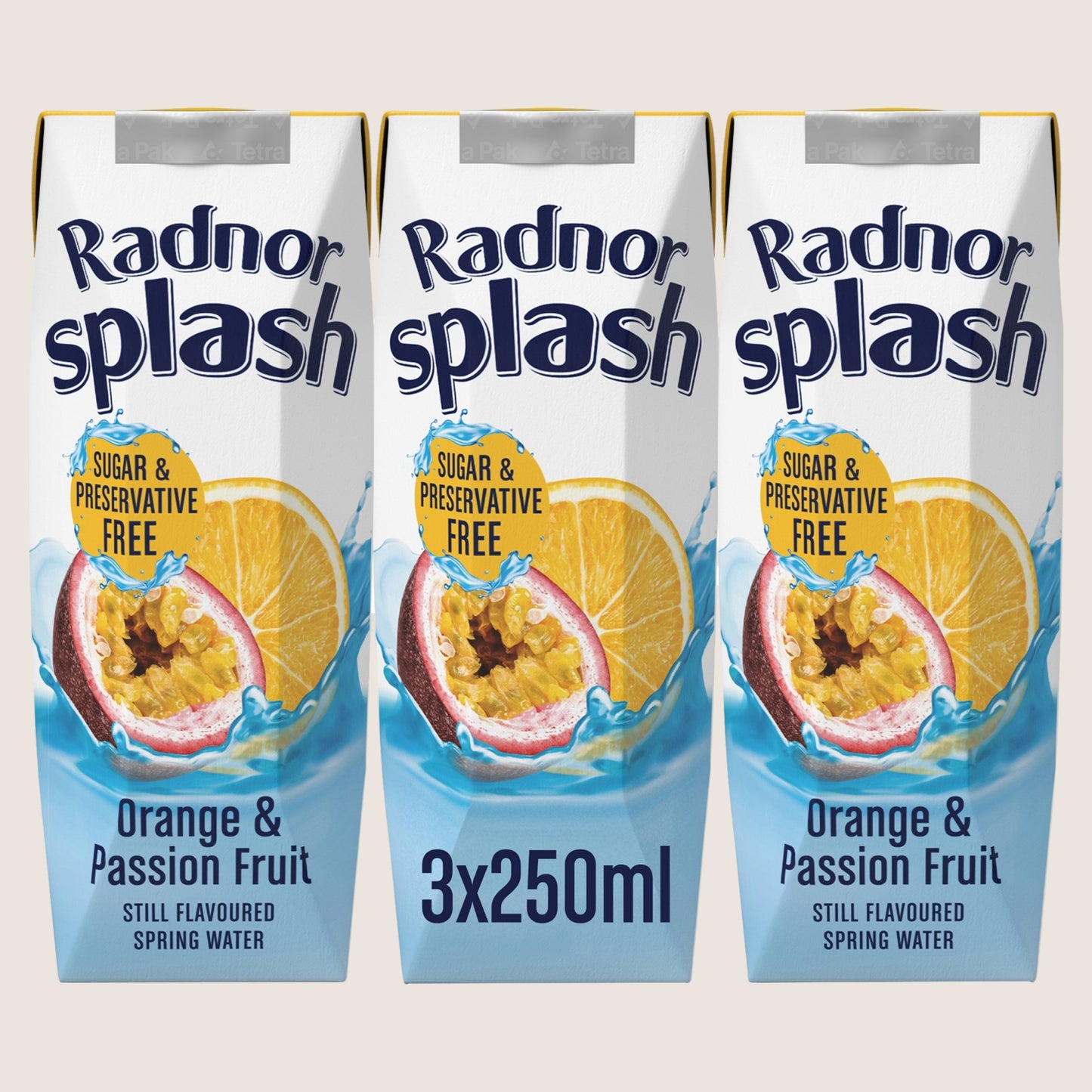 Radnor Orange & Passion Fruit Still Flavoured Spring Water Still 3 x 250ml